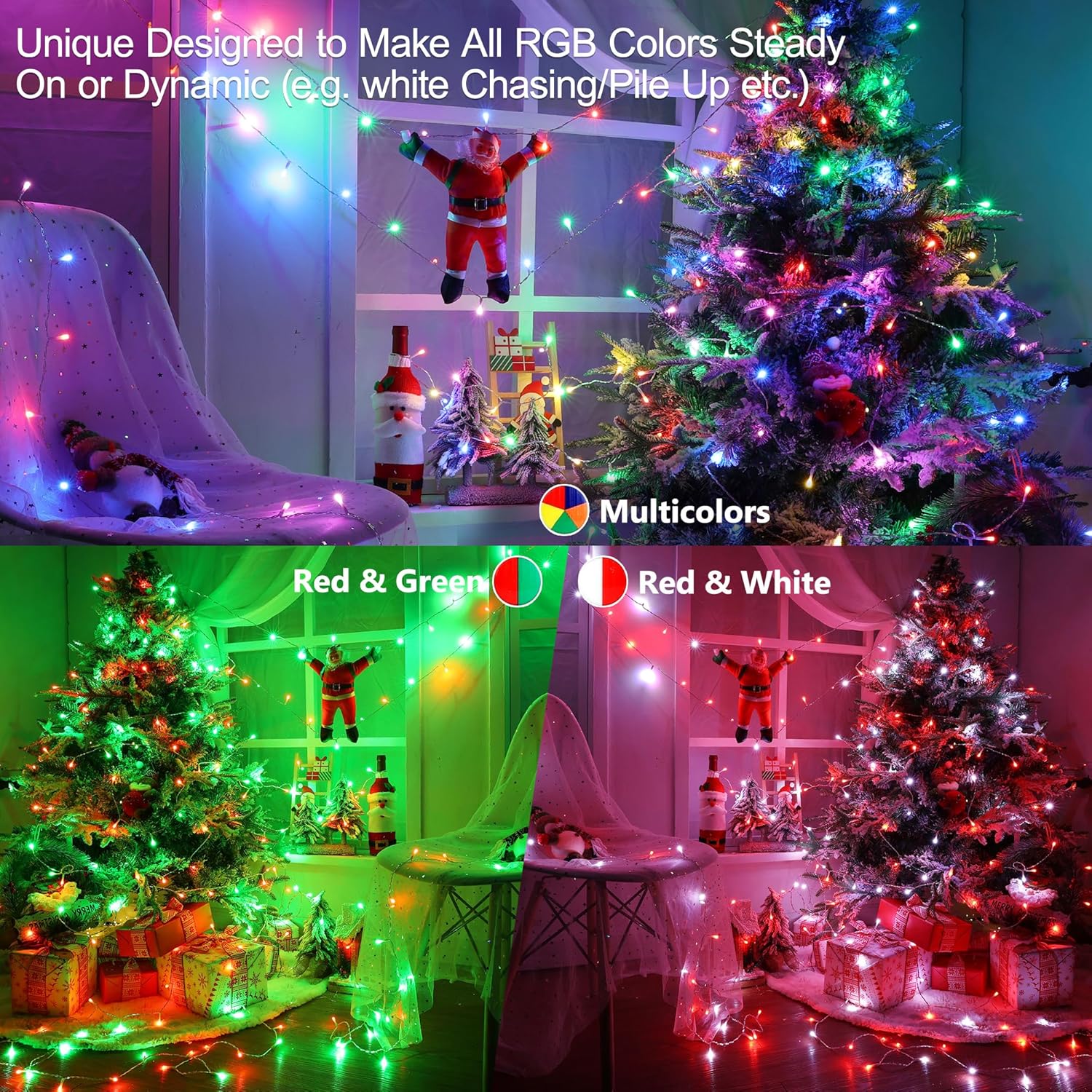 Brizled RGB Christmas Lights, 164ft 500 LED Color Changing String Lights, Dimmable Christmas Tree Light, Indoor Multifunctional Fairy Light with Remote for Outdoor Independence Day Xmas Party Decor