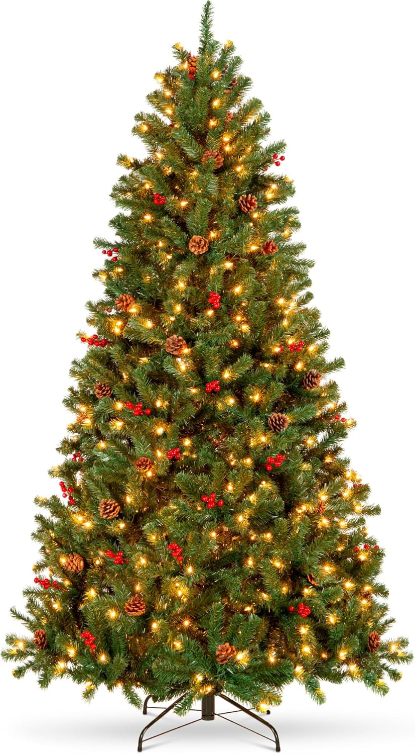 Best Choice Products 6ft Pre-Lit Pre-Decorated Spruce Hinged Artificial Christmas Tree w/ 798 Tips, Pinecones, Berries, 250 Lights, Metal Base