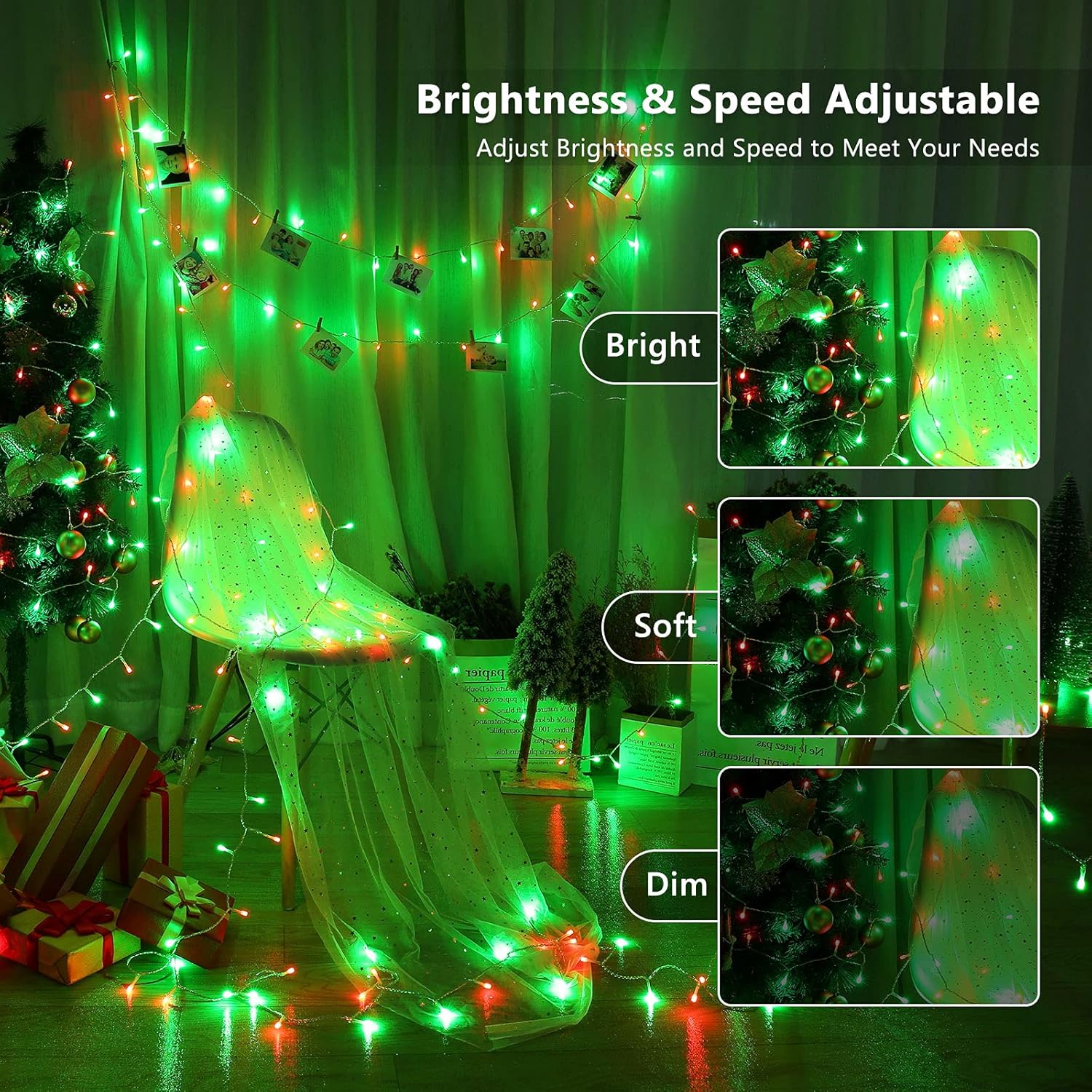 Brizled RGB Christmas Lights, 164ft 500 LED Color Changing String Lights, Dimmable Christmas Tree Light, Indoor Multifunctional Fairy Light with Remote for Outdoor Independence Day Xmas Party Decor