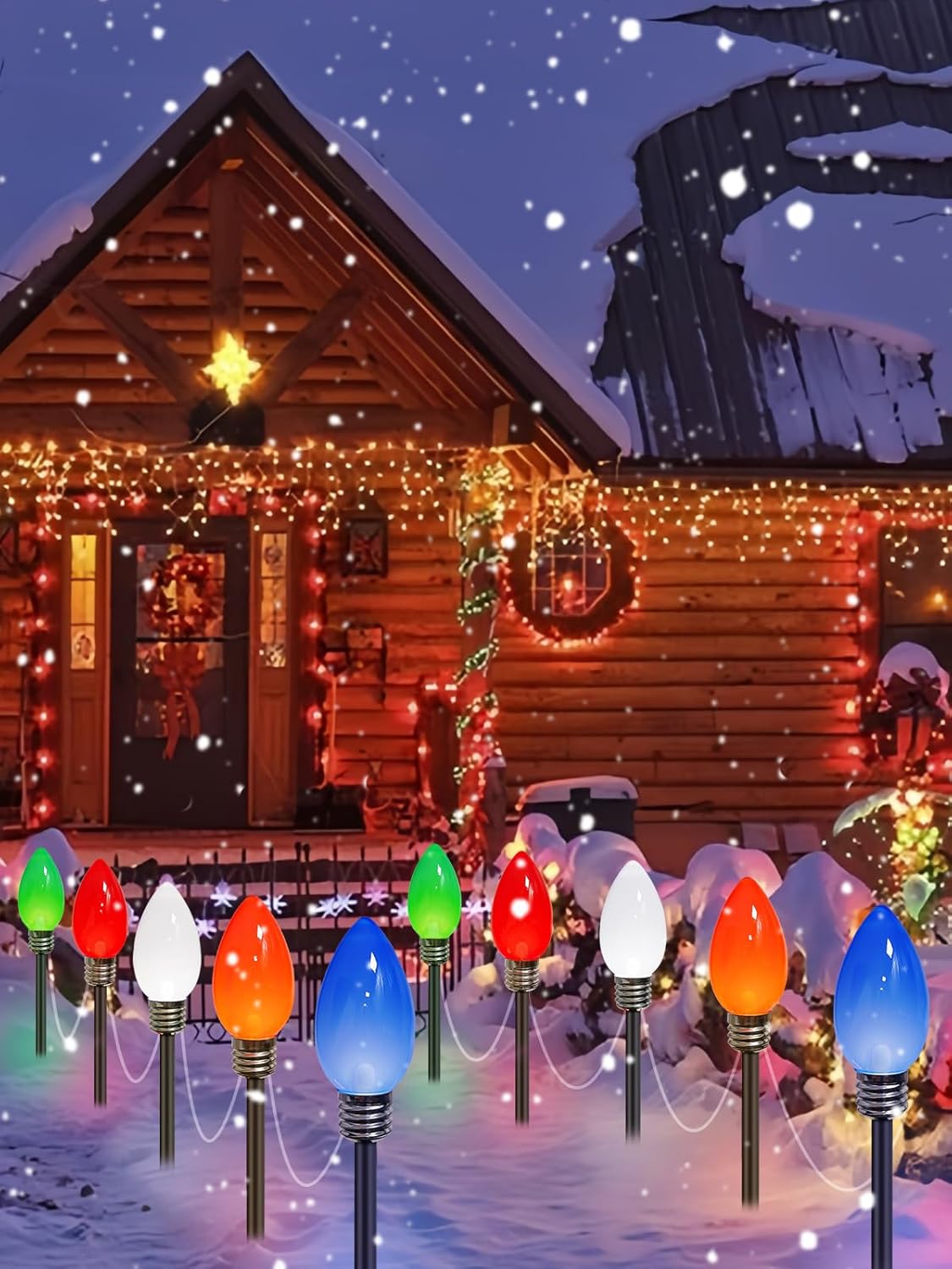 2-Pack Extentable C9 Christmas Lights Outdoor Indoor, 66 FT 100 LED Christmas String Lights Plug in with 8 Modes & Timer, Waterproof Fairy Twinkle Light for Xmas Tree Yard Decorations (Multi-Colored)