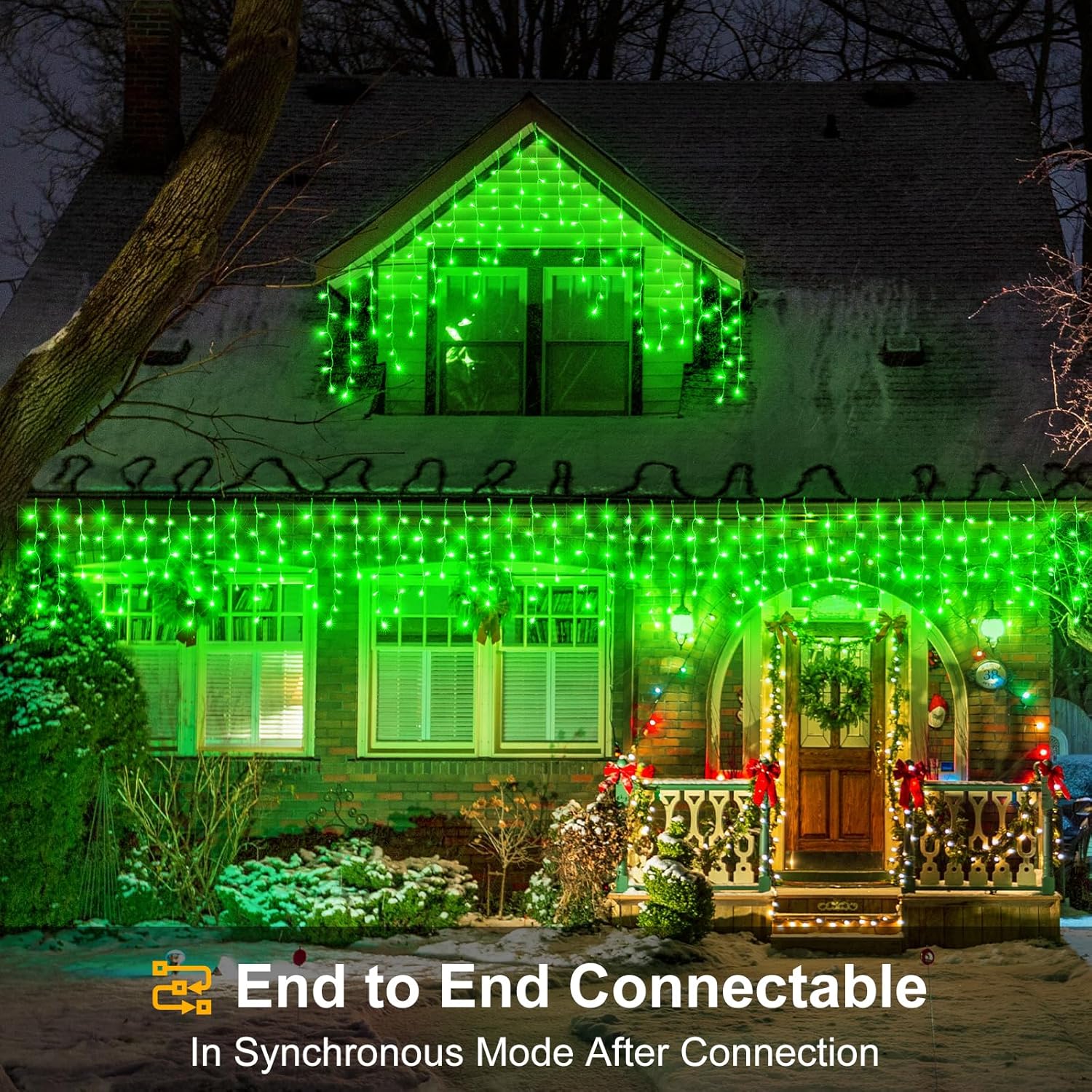 66ft Icicle Lights for Outside - 640 LED Christmas Lights Outdoor with 120 Drops 8 Modes, Plug in Twinkle Light Outside for Holiday Wedding Party Tree Room Indoor Thanksgiving Decoration, Warm White