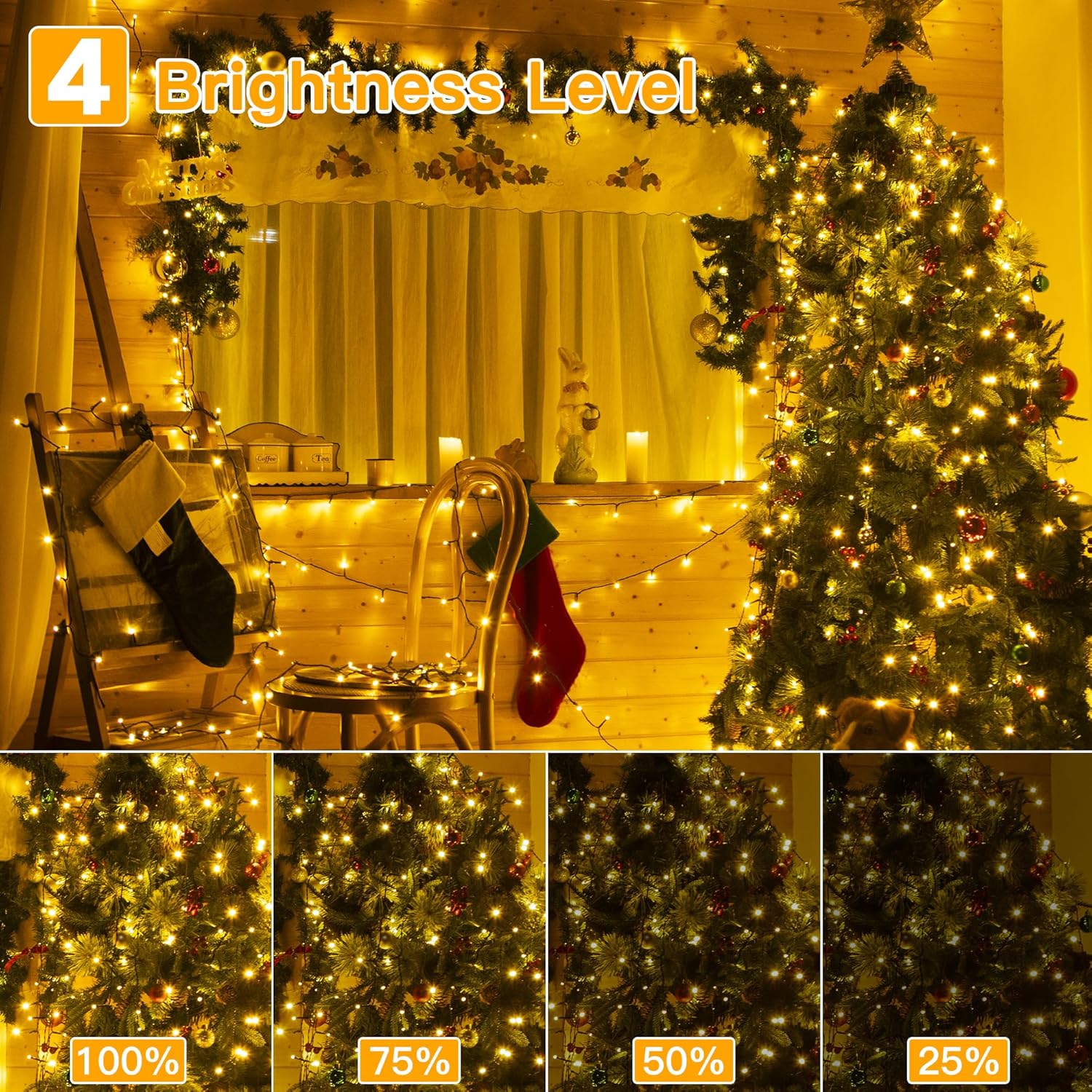 Ollny Christmas Lights, 210FT 640LED Christmas Tree Lights with 11 Modes Remote Control IP44 Waterproof Warm White to Multicolored Outdoor Christmas Lights for Outside Indoor Patio Xmas Decorations