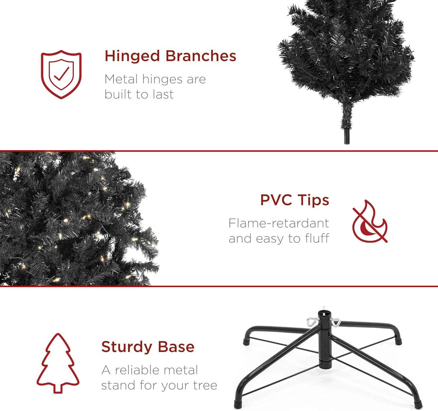 Best Choice Products Artificial Christmas Tree, 6ft Premium Pre-Lit Realistic Spruce Holiday Décor w/Dense Branches, Metal Base - Green Spruce