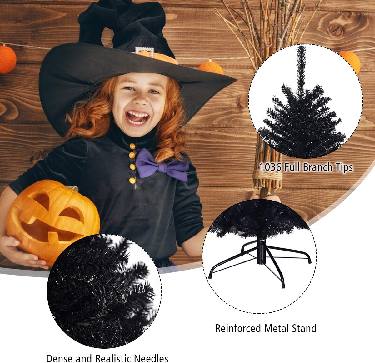 Goplus 8ft Artificial Christmas Tree, Unlit Christmas Pine Tree with 1138 PVC Branch Tips, Foldable Metal Stand, Xmas Full Tree for Indoor Home Office Decor