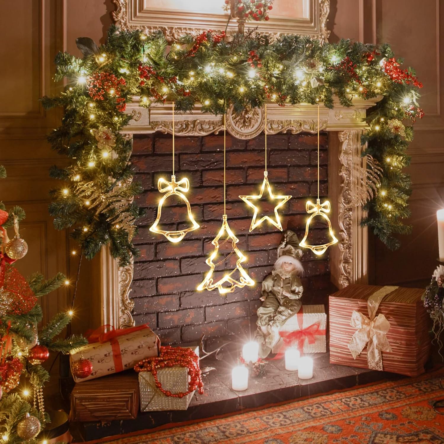 LYUBASA 3Pack Christmas Window Lights Decorations with Timer, Battery Powered Christmas Hanging White Lighted Snowflake Shaped LED Sucker for Xmas Lamp Tree Fireplace Indoor Decor