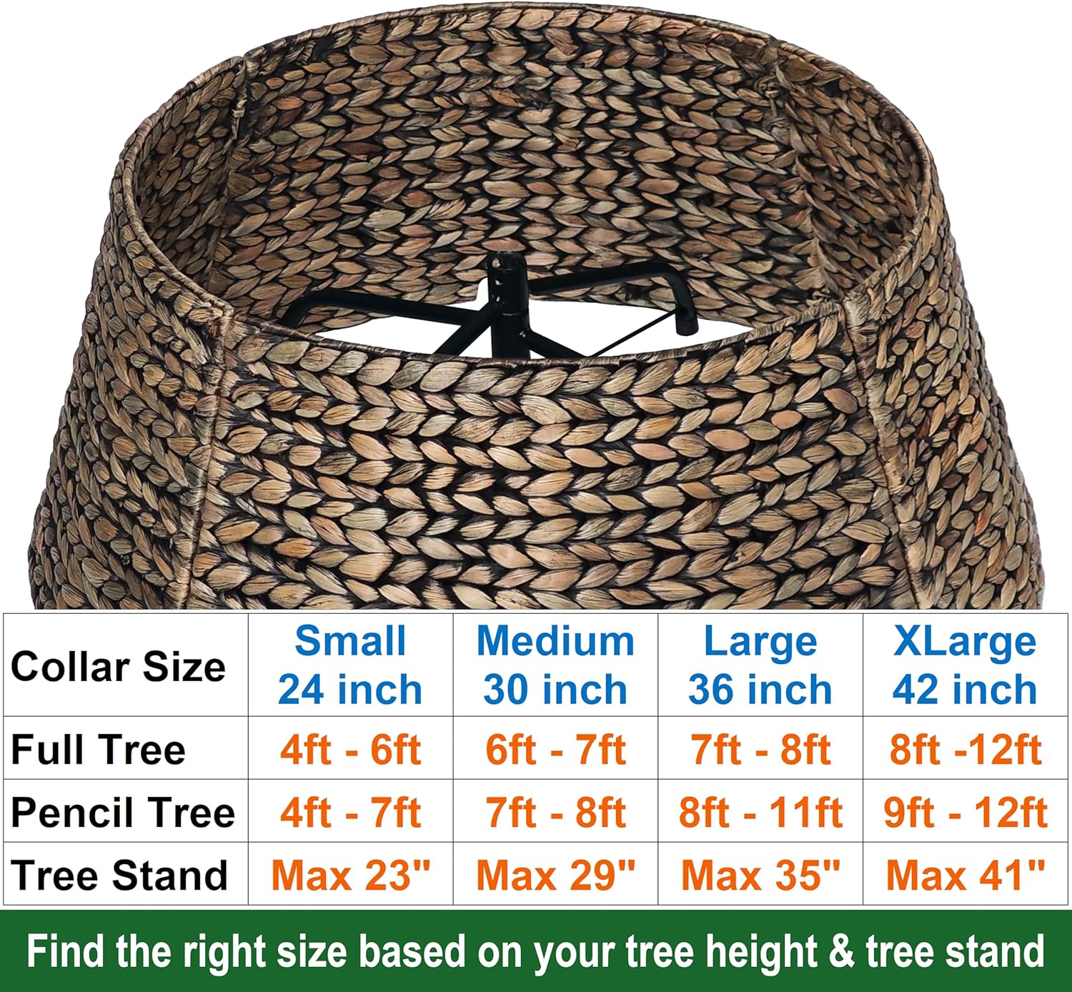CENBOSS Rattan Christmas Tree Collar, Wicker Tree Skirt & Stand Base Cover (Brown Wash, 24 inch)