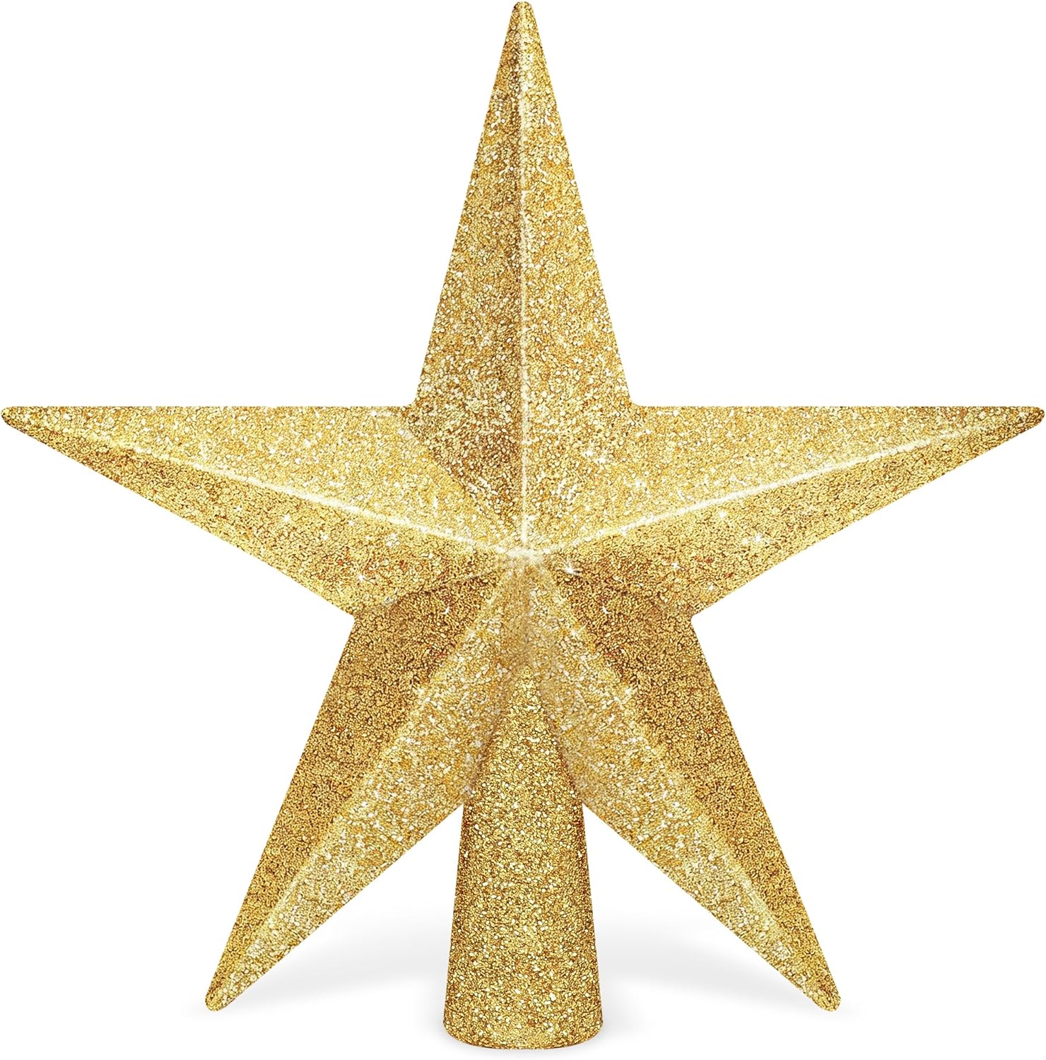 Christmas Tree Star Topper, 8 Gold Xmas Star Tree Decorations, 3D Shatterproof Bethlehem Star Tree Topper Decorations, Waterproof Christmas Tree Topper Decor for Holiday Home Outdoor Ornament