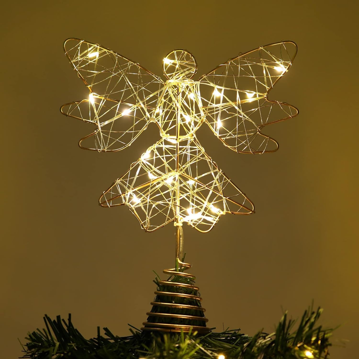 Roylvan Christmas Star Tree Topper with 8 Lighting Modes, USB Lighted Tree Topper with 20 LED Lights, Shiny Treetop Christmas Tree Decoration for Indoor Outdoor Holiday Home Ornament Gift, 9.8 Inch(H)