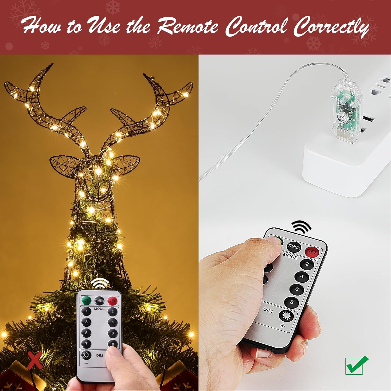 Roylvan Christmas Star Tree Topper with 8 Lighting Modes, USB Lighted Tree Topper with 20 LED Lights, Shiny Treetop Christmas Tree Decoration for Indoor Outdoor Holiday Home Ornament Gift, 9.8 Inch(H)