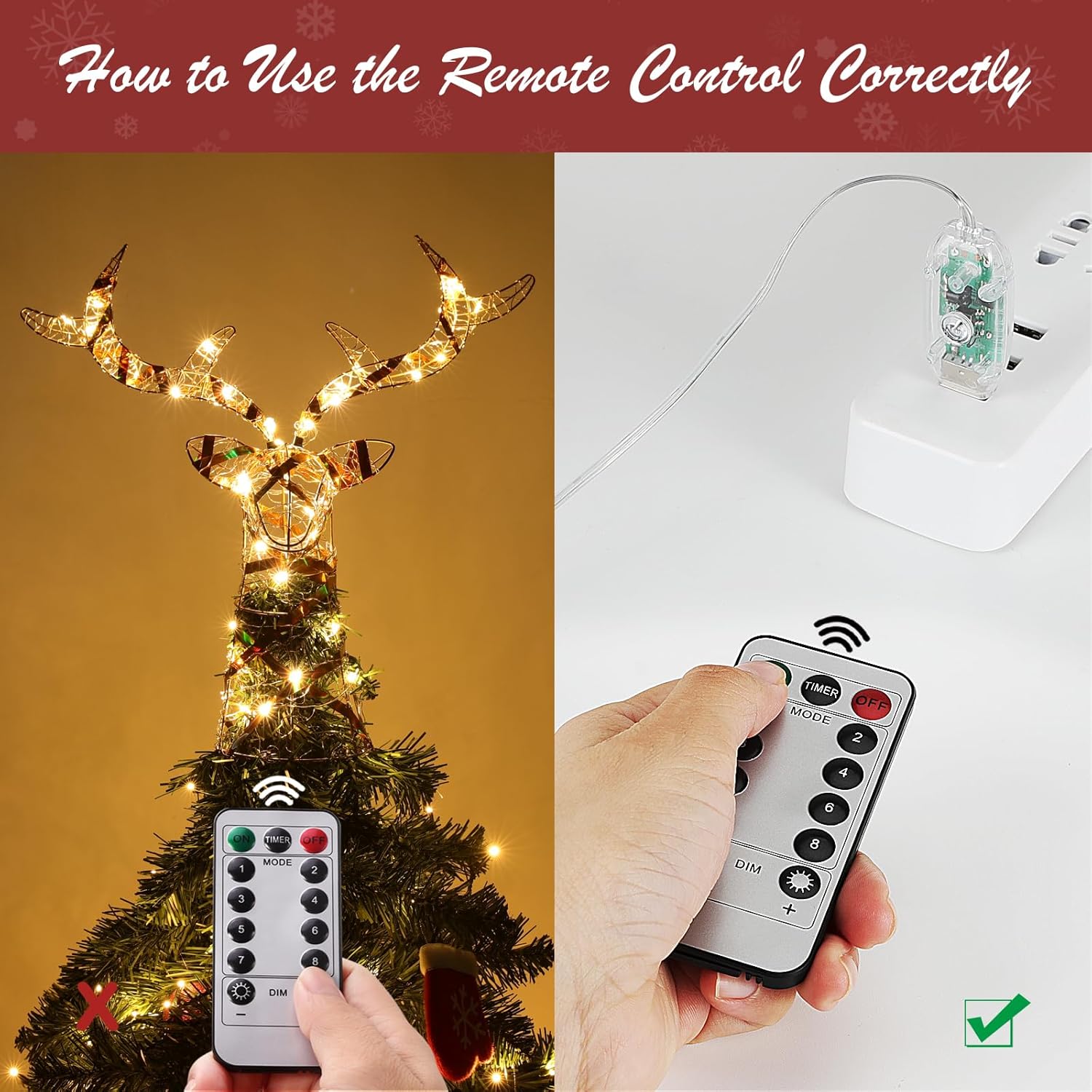 Roylvan Christmas Star Tree Topper with 8 Lighting Modes, USB Lighted Tree Topper with 20 LED Lights, Shiny Treetop Christmas Tree Decoration for Indoor Outdoor Holiday Home Ornament Gift, 9.8 Inch(H)