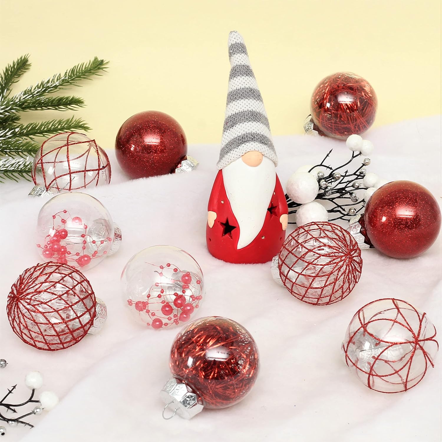 Clear Plastic Christmas Ball Ornaments, 30ct 2.36 Inch Champagne Balls for Tree Decoration - Shatterproof for Holiday Wedding Party Gifts