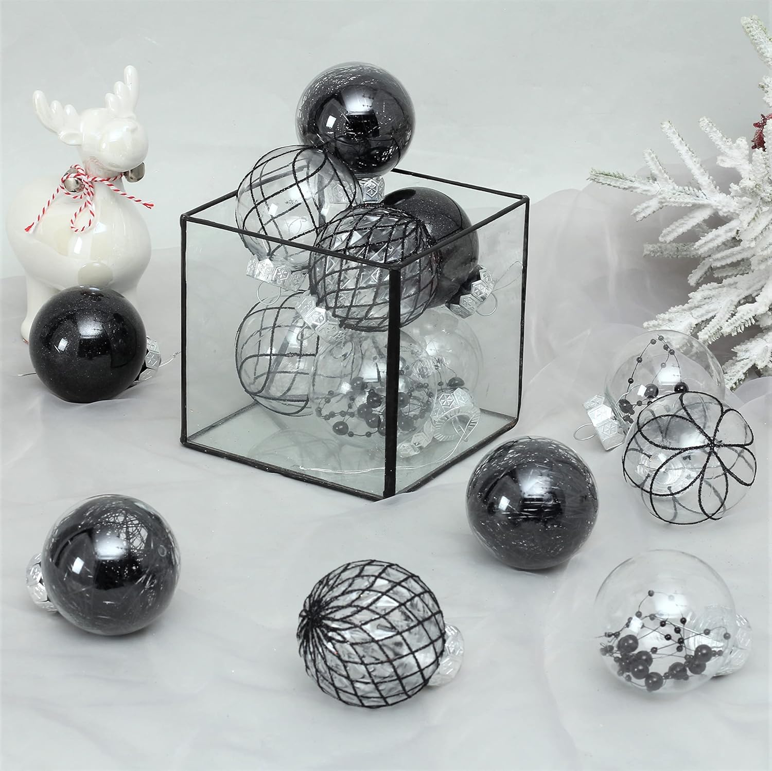Clear Plastic Christmas Ball Ornaments, 30ct 2.36 Inch Champagne Balls for Tree Decoration - Shatterproof for Holiday Wedding Party Gifts