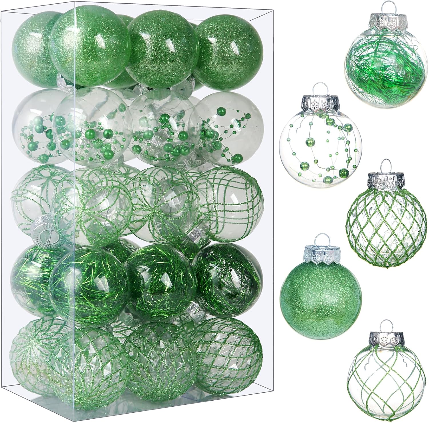 Clear Plastic Christmas Ball Ornaments, 30ct 2.36 Inch Champagne Balls for Tree Decoration - Shatterproof for Holiday Wedding Party Gifts