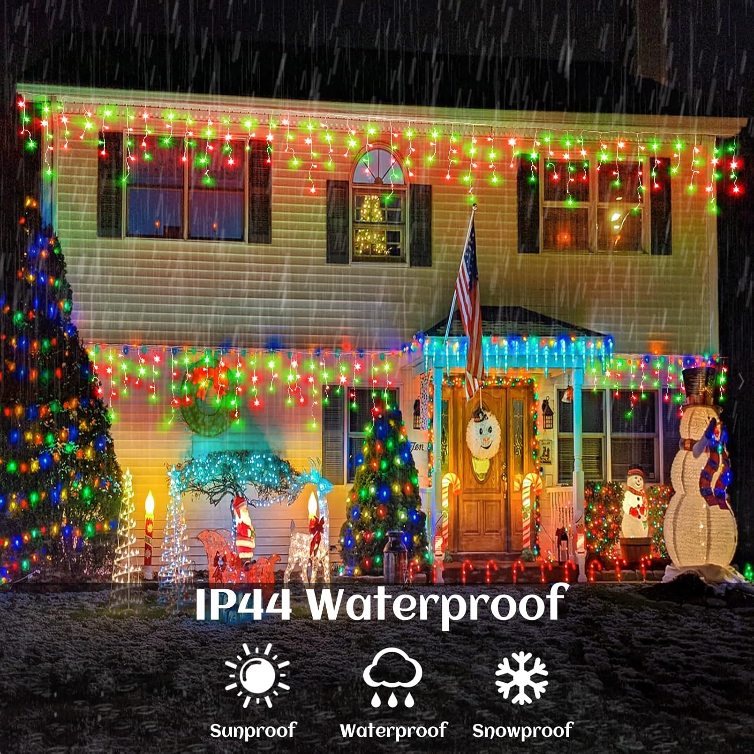 66ft Icicle Lights for Outside - 640 LED Christmas Lights Outdoor with 120 Drops 8 Modes, Plug in Twinkle Light Outside for Holiday Wedding Party Tree Room Indoor Thanksgiving Decoration, Warm White