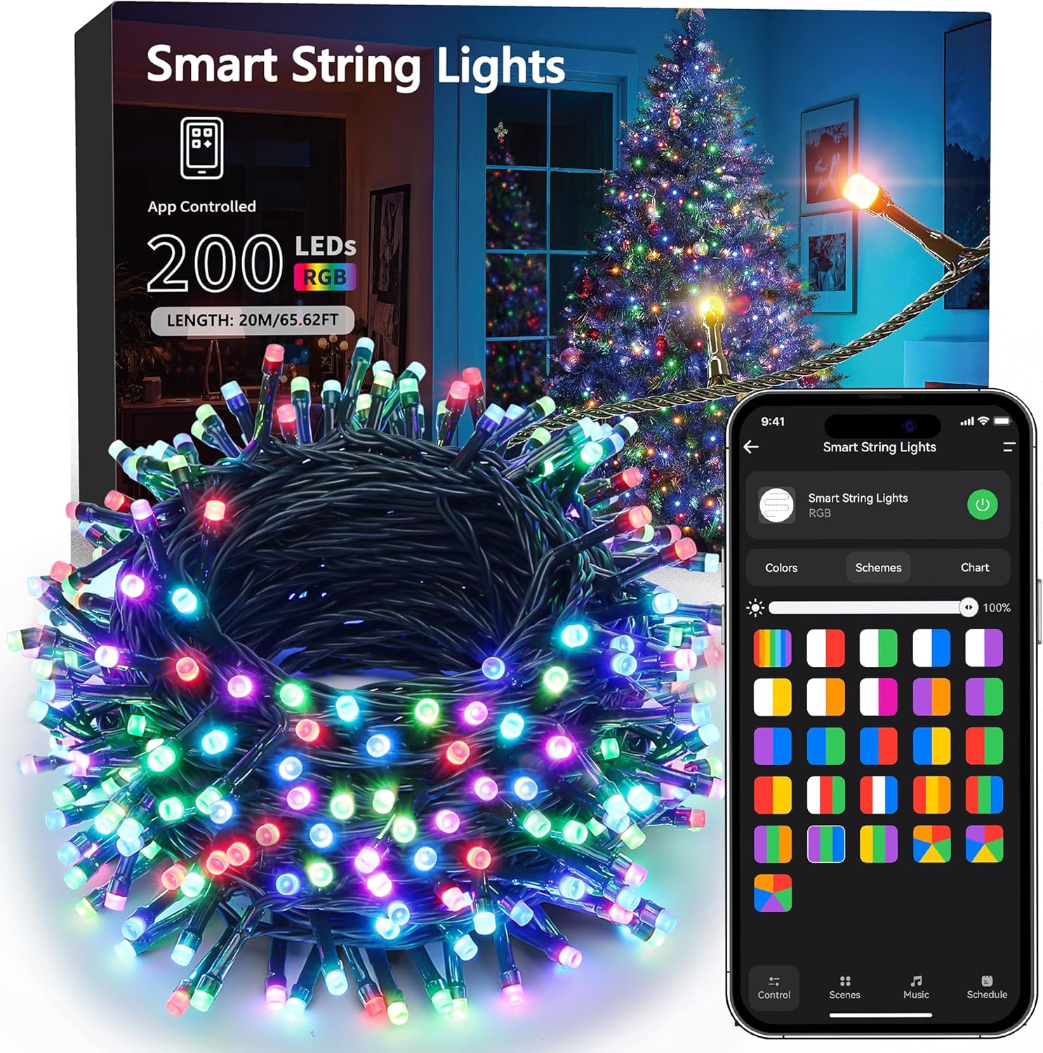 Brizled RGB Christmas Lights, 164ft 500 LED Color Changing String Lights, Dimmable Christmas Tree Light, Indoor Multifunctional Fairy Light with Remote for Outdoor Independence Day Xmas Party Decor