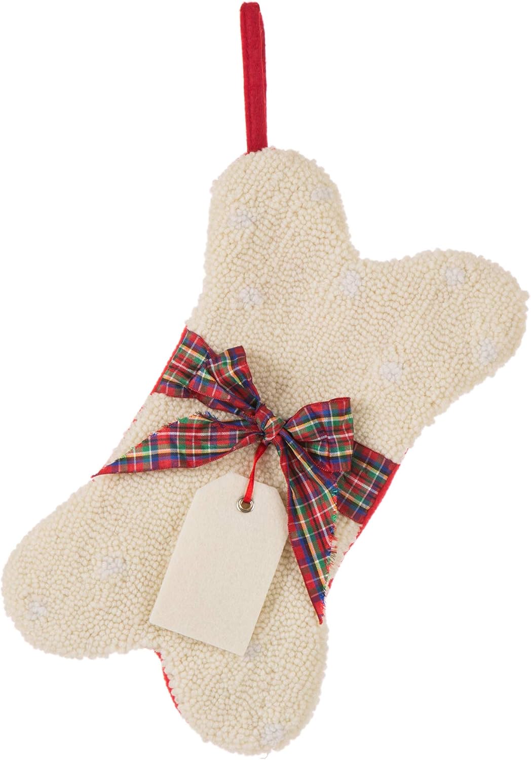 Glitzhome 19 L Handmade Hooked Dog Christmas Stocking for Family Holiday Season Party Decor