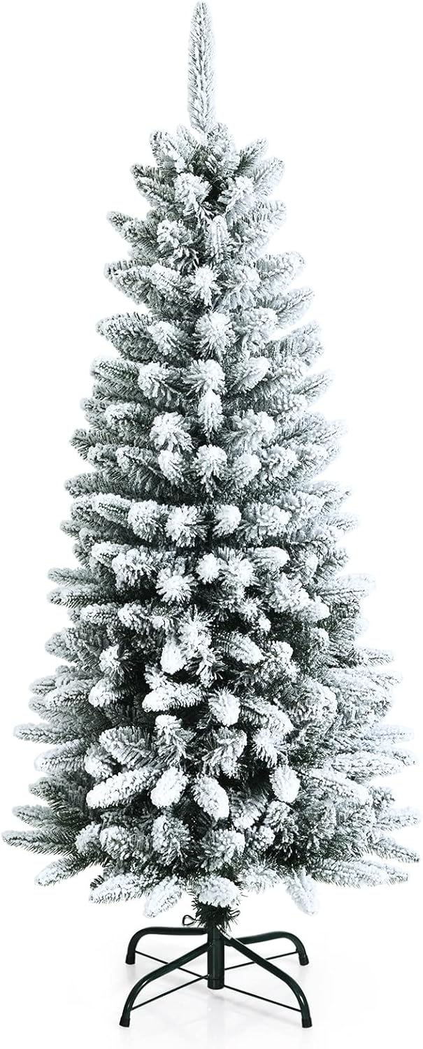 Goplus 8ft Artificial Christmas Tree, Unlit Christmas Pine Tree with 1138 PVC Branch Tips, Foldable Metal Stand, Xmas Full Tree for Indoor Home Office Decor