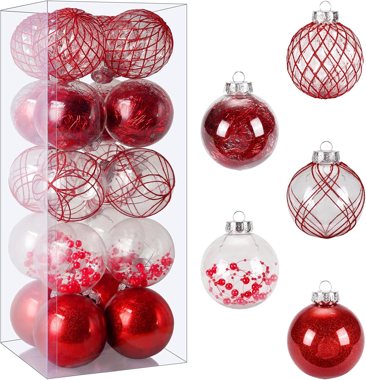 Clear Plastic Christmas Ball Ornaments, 30ct 2.36 Inch Champagne Balls for Tree Decoration - Shatterproof for Holiday Wedding Party Gifts