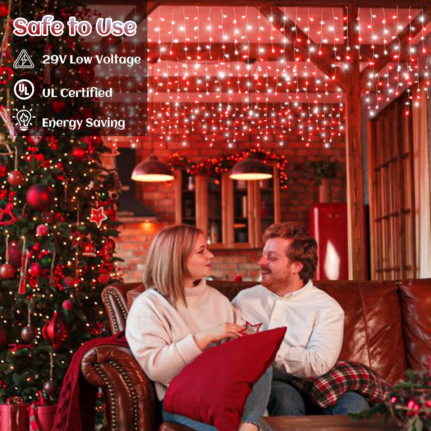 66ft Icicle Lights for Outside - 640 LED Christmas Lights Outdoor with 120 Drops 8 Modes, Plug in Twinkle Light Outside for Holiday Wedding Party Tree Room Indoor Thanksgiving Decoration, Warm White