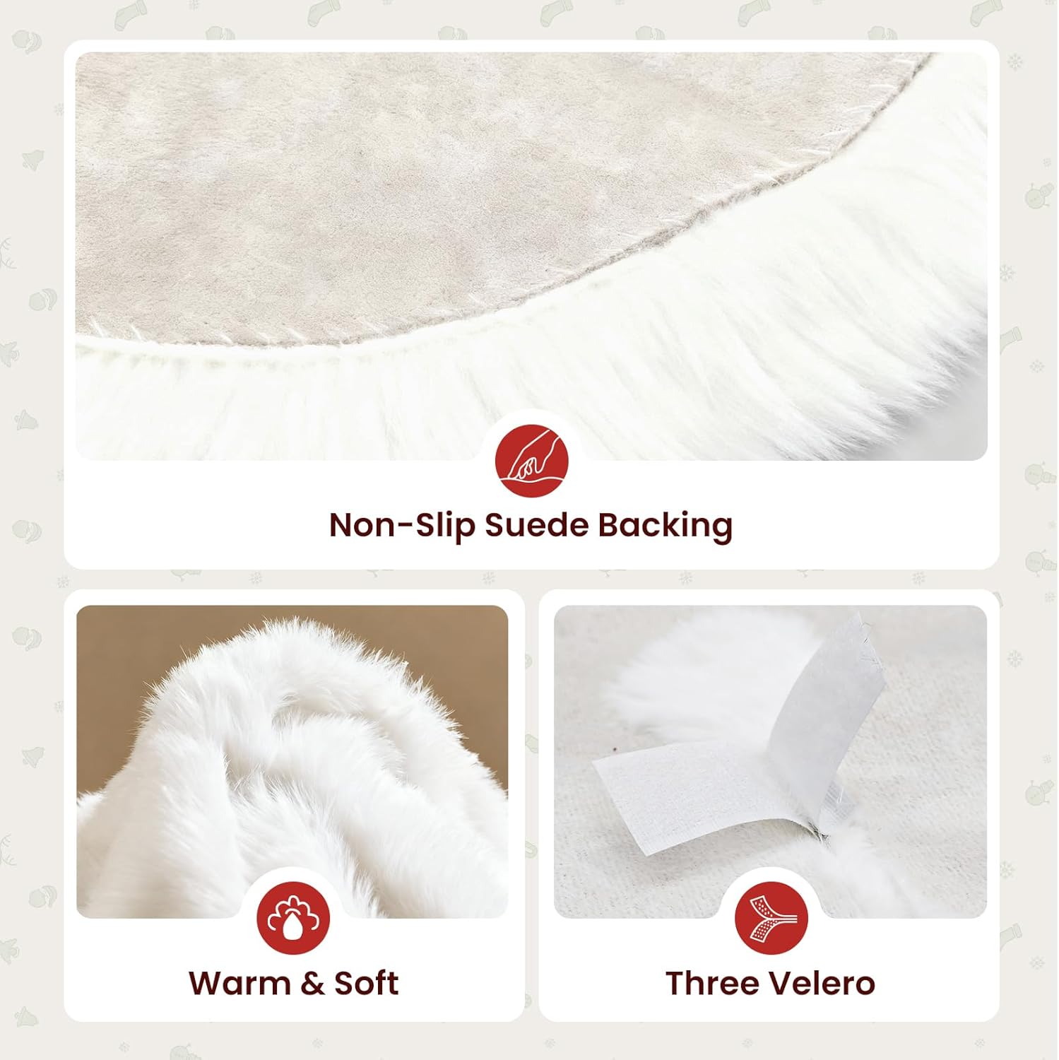 Christmas Tree Skirt 36 inch Wool Fur White Tree Skirt Small Snowy White Plush Velvet Tree Skirt Party Christmas Tree Decoration