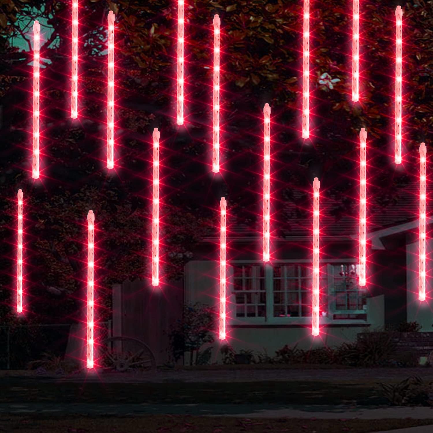 Dazzle Bright 864LED Christmas Light, Meteor Shower Rain Lights 11.8 Inch 24 Tubes, Waterproof Plug in Falling Rain Lights Christmas Decorations for Xmas Bushes Tree Yard Party (Blue)