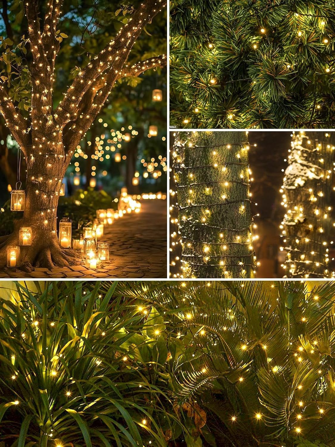 2 Pack 200 LED Solar Christmas Lights Outdoor, Solar String Lights for Outside with 8 Lighting Modes, Waterproof Green Wire Solar Powered Tree Light for Xmas Party Yard Garden Decorations (Multicolor)