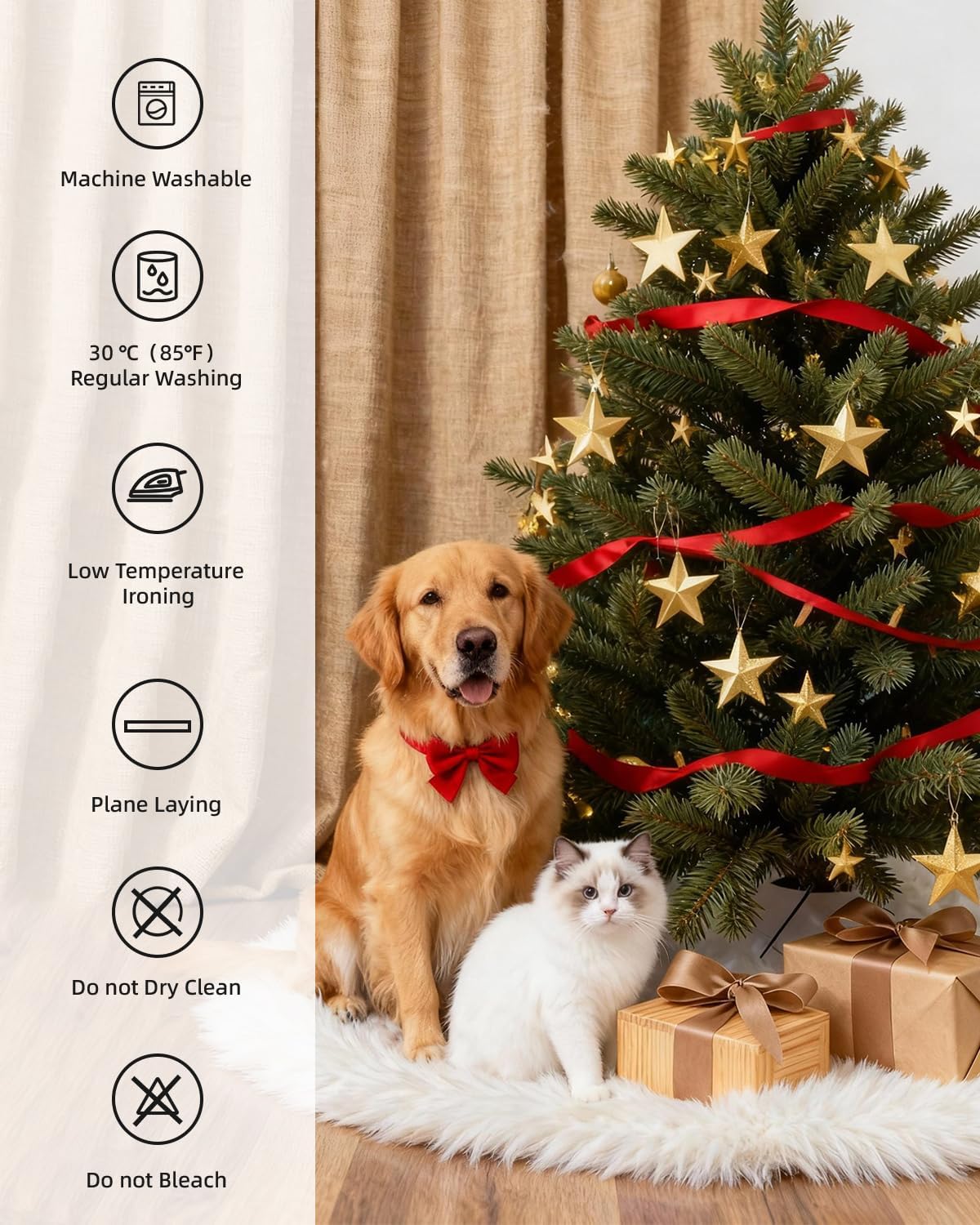 48 Inches Faux Fur Christmas Tree Skirt for Xmas Tree Holiday Party Decorations White Plush Silver Sequin Snowflake (Silver)