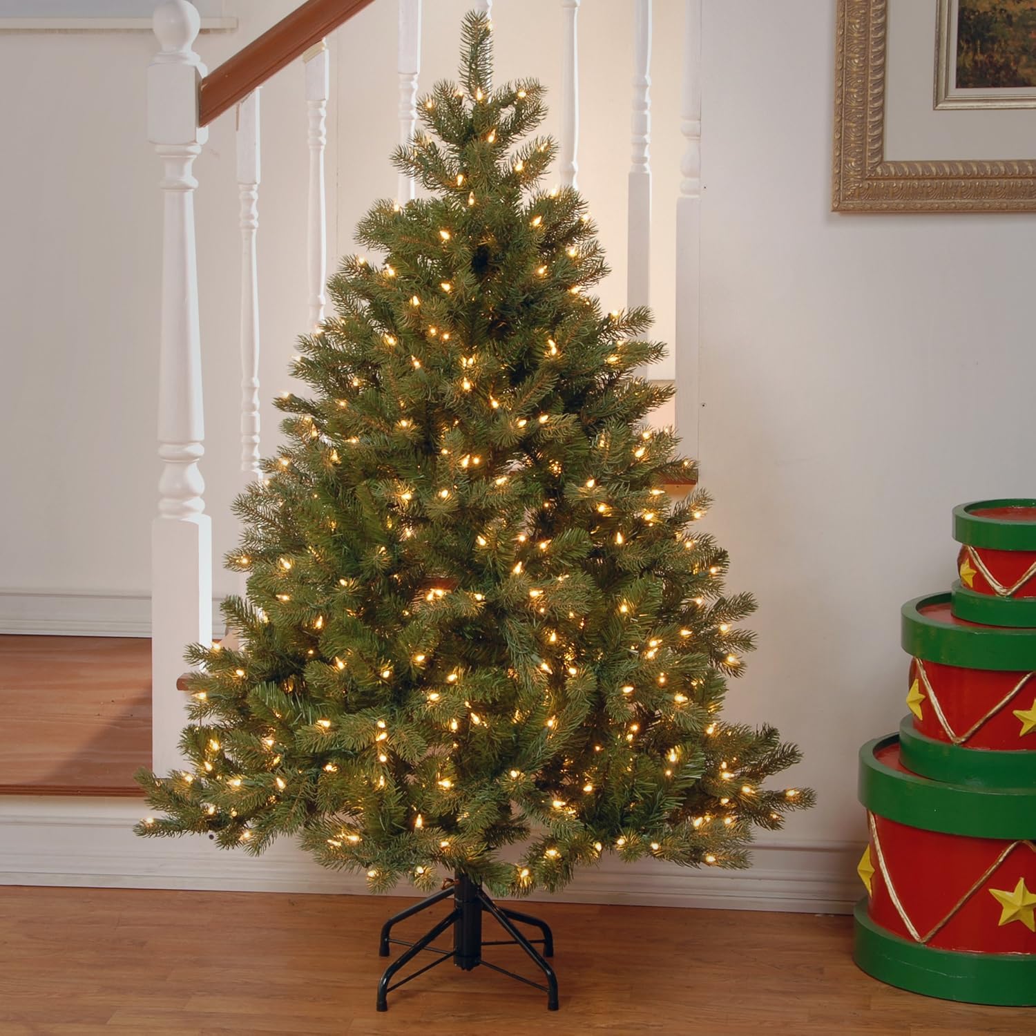 National Tree Company 6.5 ft Pre-Lit Downswept Douglas Fir Artificial Christmas Tree, 650 Clear Lights, 1,227 Tips, Includes Stand, Green