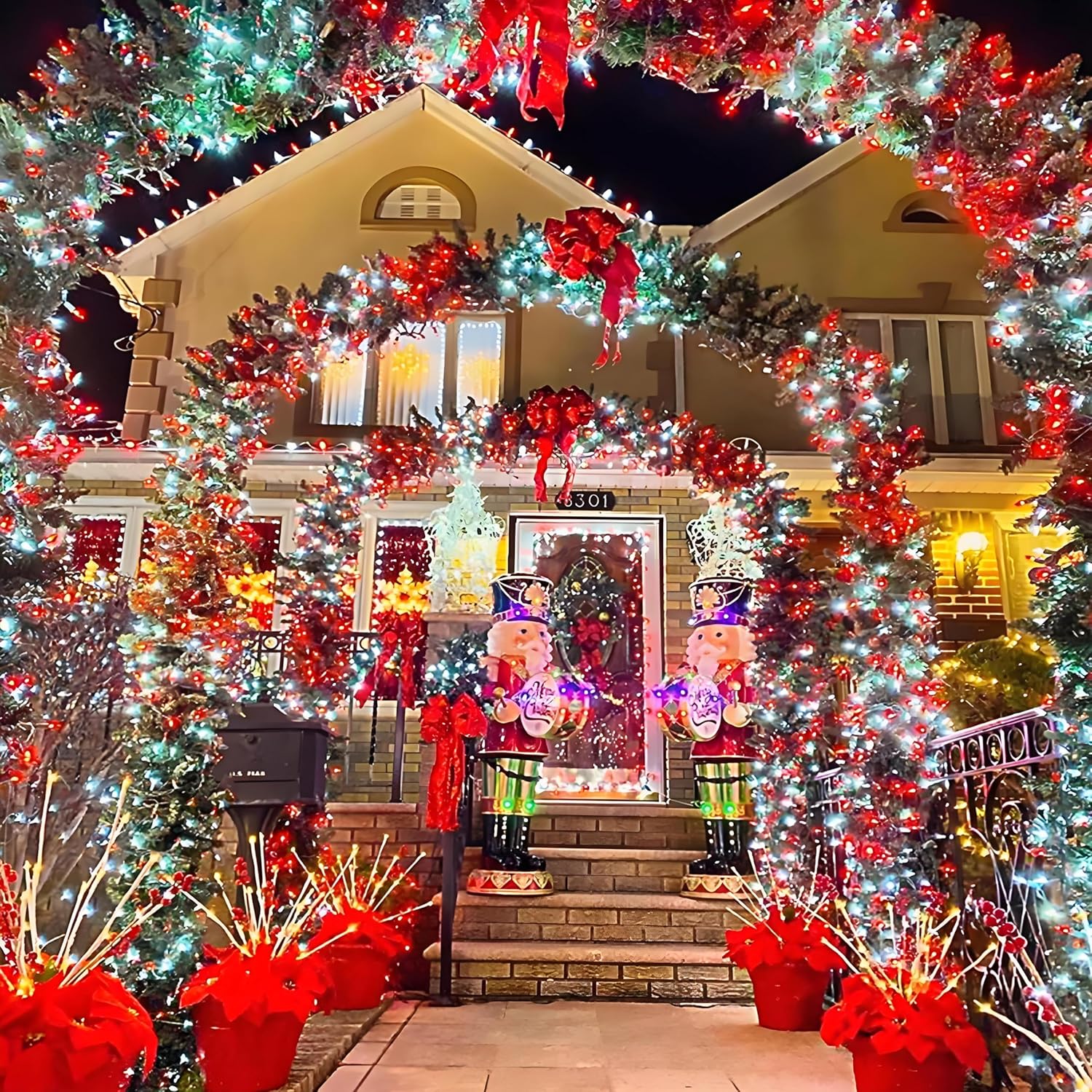 2 Pack 200 LED Solar Christmas Lights Outdoor, Solar String Lights for Outside with 8 Lighting Modes, Waterproof Green Wire Solar Powered Tree Light for Xmas Party Yard Garden Decorations (Multicolor)