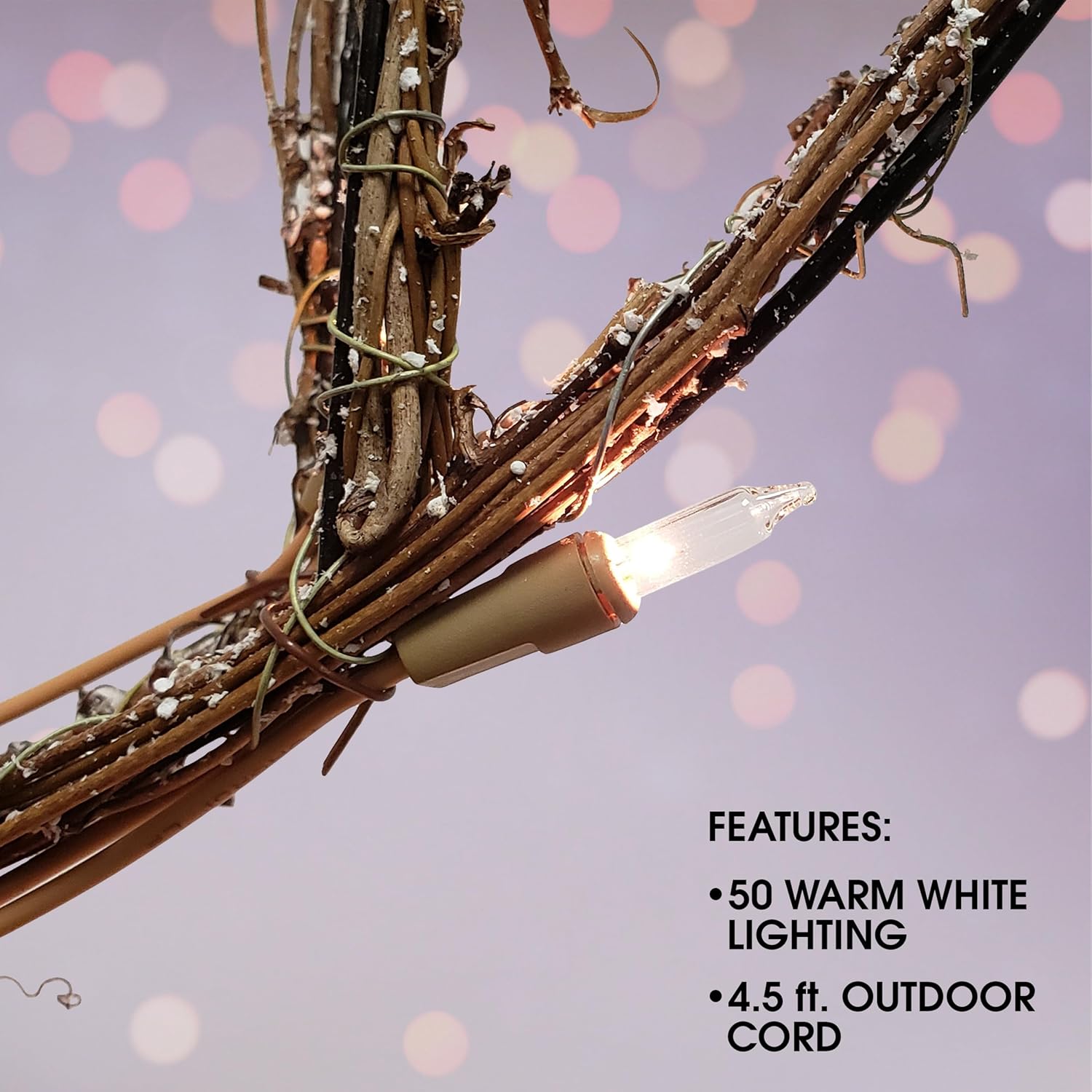 Alpine Corporation 24 Tall Outdoor Rattan Grazing Reindeer Lawn Decoration with White LED Lights, Christmas Yard Decor, Holiday Garden Display