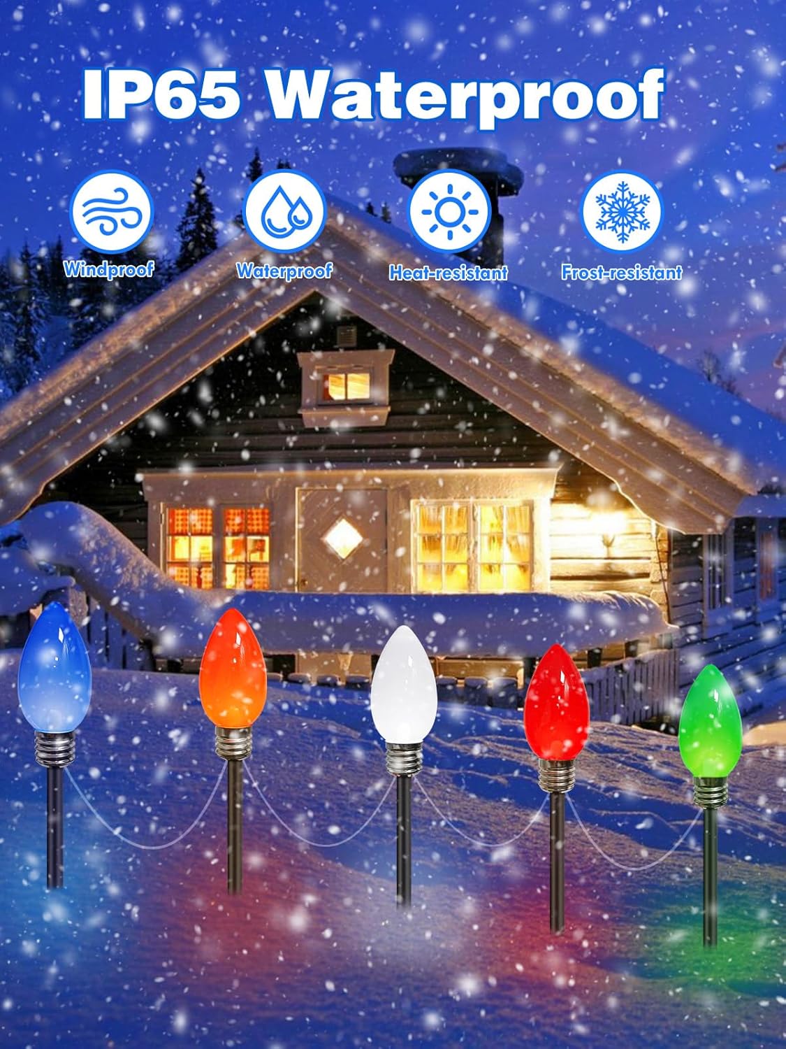 2-Pack Extentable C9 Christmas Lights Outdoor Indoor, 66 FT 100 LED Christmas String Lights Plug in with 8 Modes & Timer, Waterproof Fairy Twinkle Light for Xmas Tree Yard Decorations (Multi-Colored)