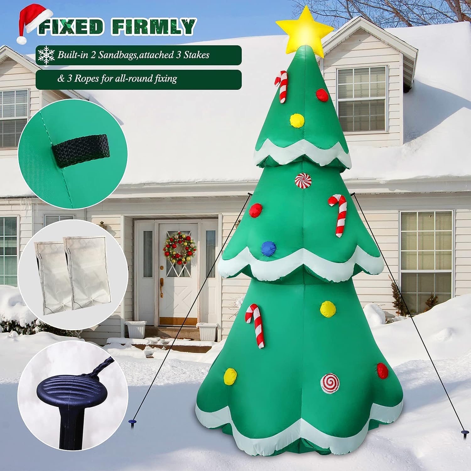 7 FT Christmas Inflatables Snowman Outdoor Yard Decorations, Christmas Blow up Snow Man with LED Lights & Black Hat, Winter Outside Decor for Holiday Party Patio Garden Lawn, Xmas New Year Kids Gifts
