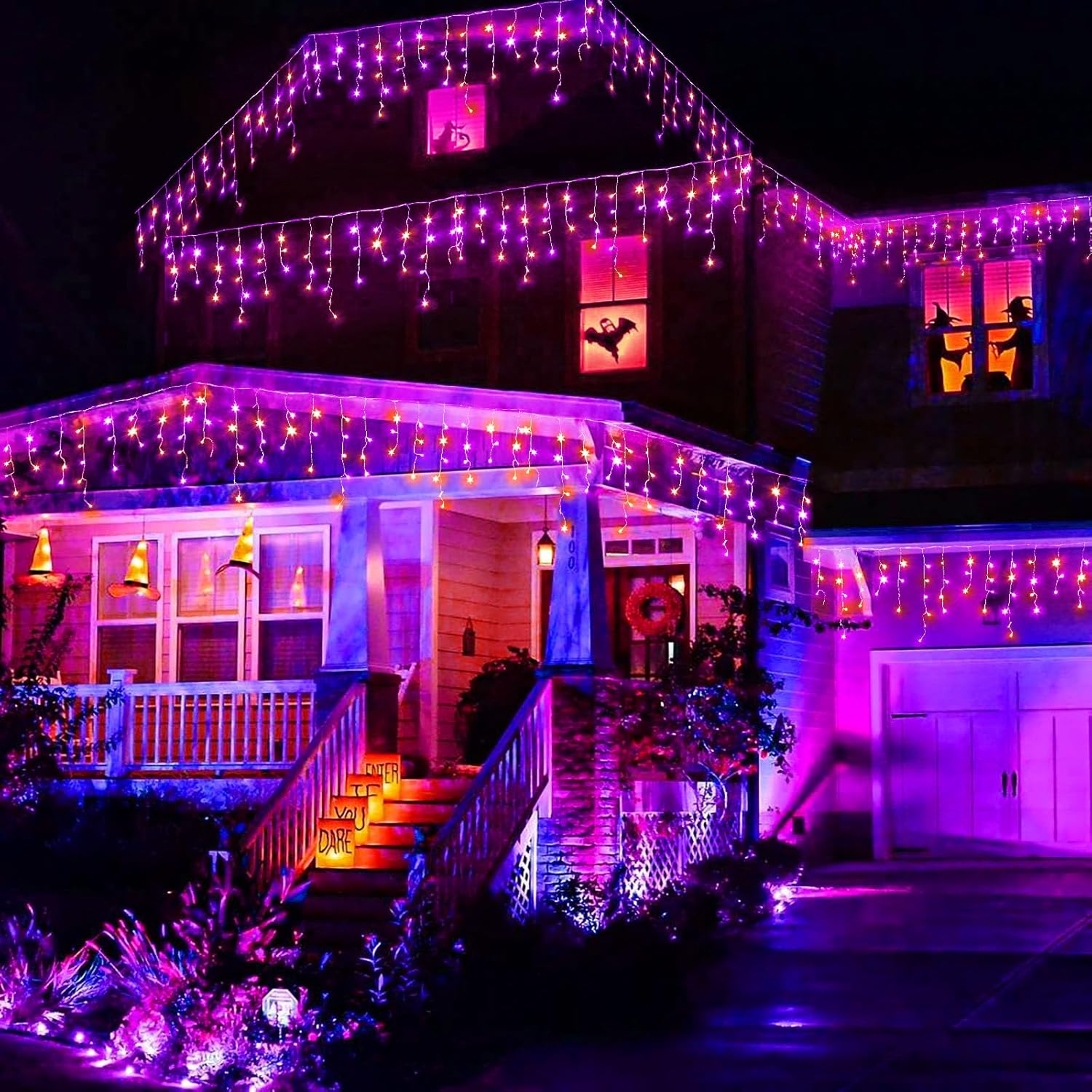 66ft Icicle Lights for Outside - 640 LED Christmas Lights Outdoor with 120 Drops 8 Modes, Plug in Twinkle Light Outside for Holiday Wedding Party Tree Room Indoor Thanksgiving Decoration, Warm White