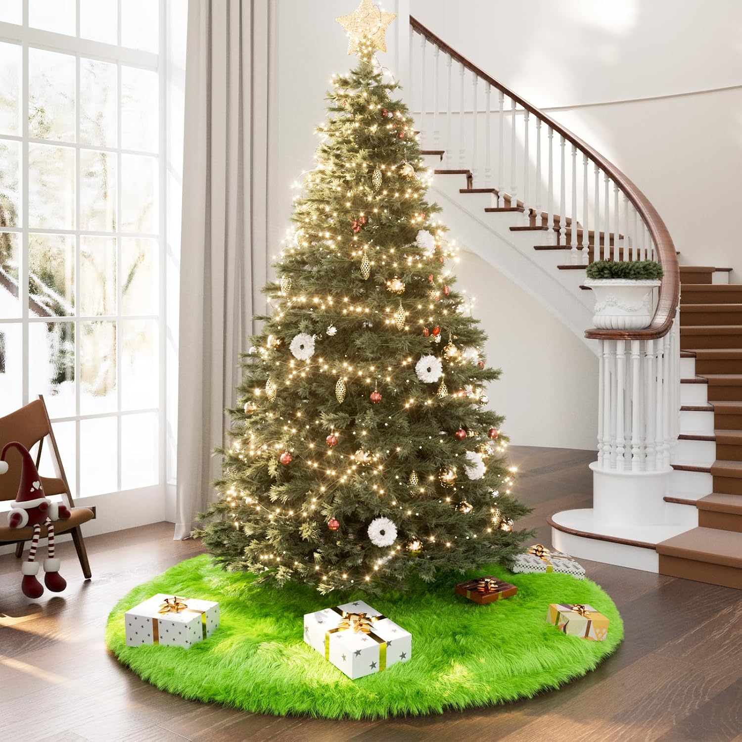 Christmas Tree Skirt 36 inch Wool Fur White Tree Skirt Small Snowy White Plush Velvet Tree Skirt Party Christmas Tree Decoration