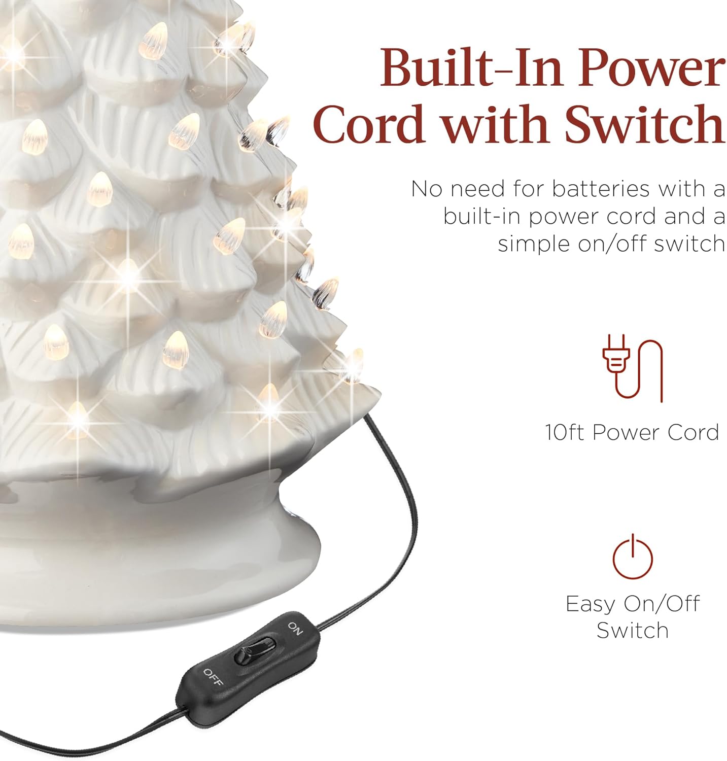 Best Choice Products 18in Large Ceramic Christmas Tree, Pre-lit Hand-Painted Tabletop Holiday Decoration w/Power Cord, 2 Star, 93 Multicolored Bulbs, LED Lights - Green