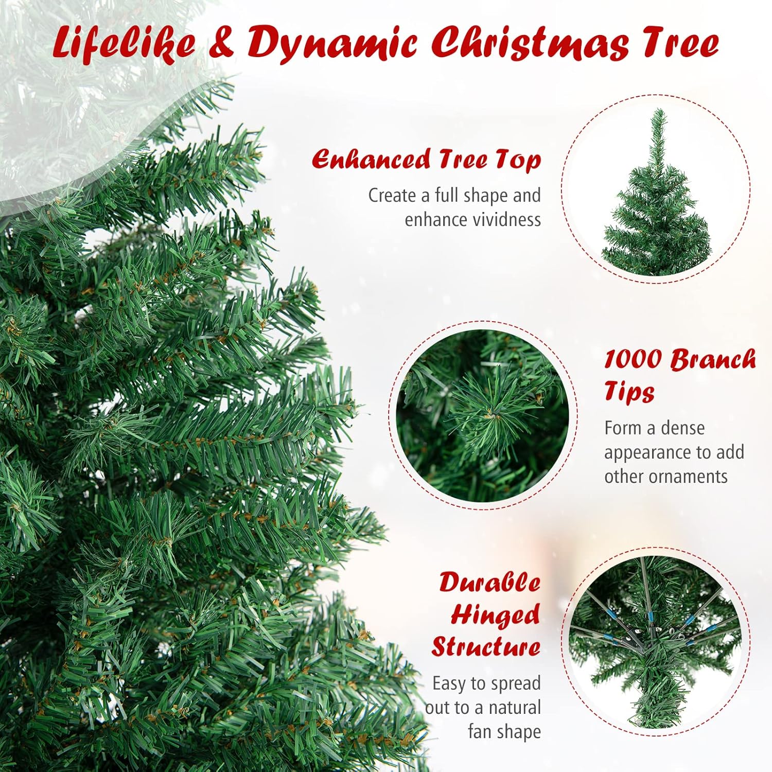 Goplus 8ft Artificial Christmas Tree, Unlit Christmas Pine Tree with 1138 PVC Branch Tips, Foldable Metal Stand, Xmas Full Tree for Indoor Home Office Decor