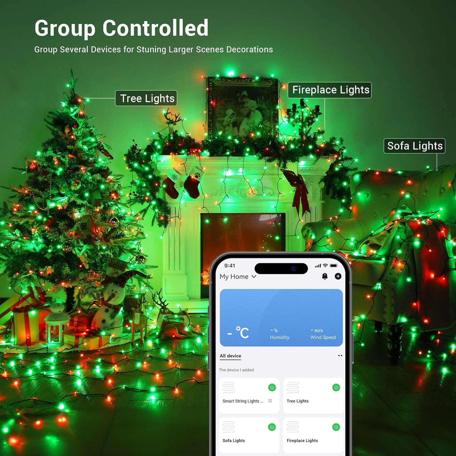 Brizled RGB Christmas Lights, 164ft 500 LED Color Changing String Lights, Dimmable Christmas Tree Light, Indoor Multifunctional Fairy Light with Remote for Outdoor Independence Day Xmas Party Decor