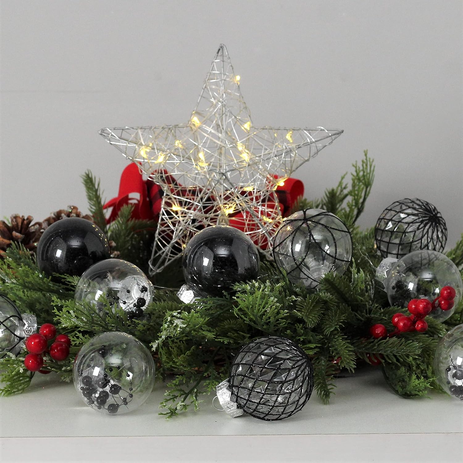 Clear Plastic Christmas Ball Ornaments, 30ct 2.36 Inch Champagne Balls for Tree Decoration - Shatterproof for Holiday Wedding Party Gifts
