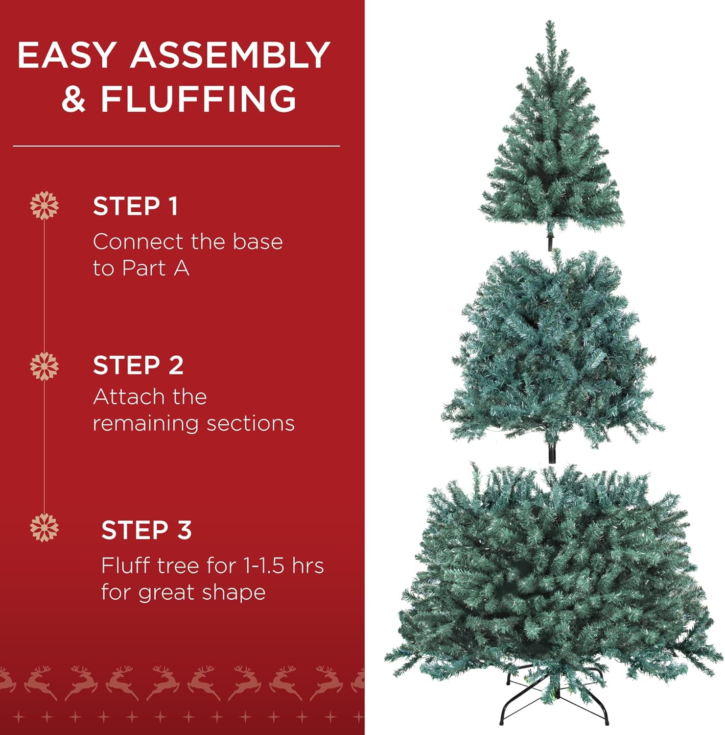 Best Choice Products Artificial Christmas Tree, 6ft Premium Pre-Lit Realistic Spruce Holiday Décor w/Dense Branches, Metal Base - Green Spruce
