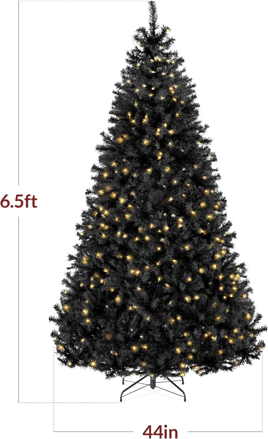 Best Choice Products 6ft Pre-Lit Christmas Tree Premium Hinged Artificial Pine Lighted Holiday Tree for Home, Office w/ 1,000 Branch Tips, 250 Lights, Metal Hinges, Foldable Base