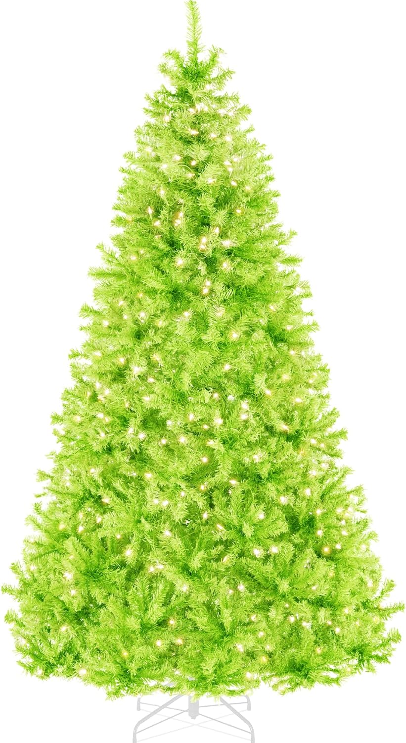 Best Choice Products 6ft Pre-Lit Christmas Tree Premium Hinged Artificial Pine Lighted Holiday Tree for Home, Office w/ 1,000 Branch Tips, 250 Lights, Metal Hinges, Foldable Base