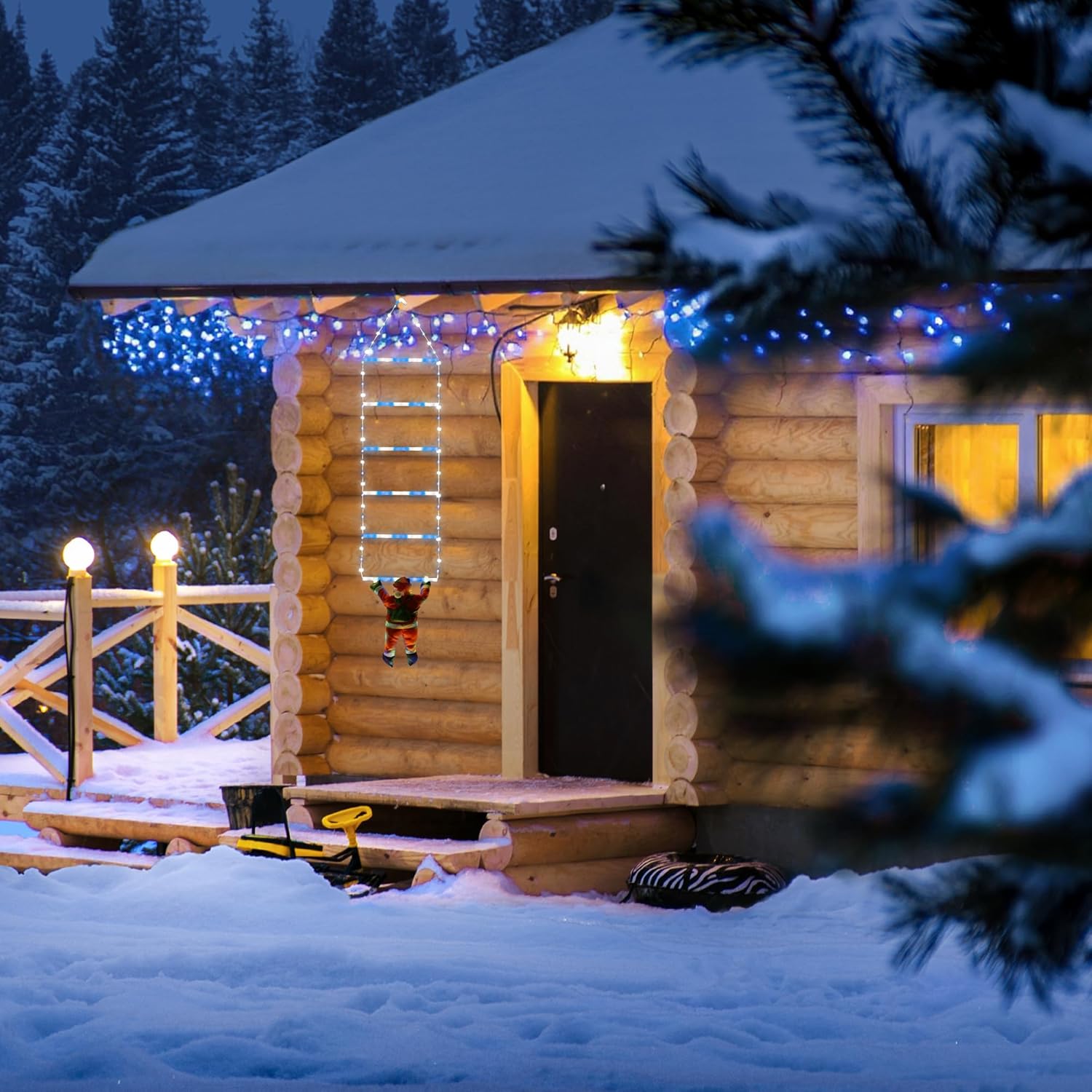 Toodour LED Christmas Lights - 10ft Christmas Decorative Ladder Lights with Santa Claus, Xmas Decorations Light for Indoor Outdoor, Window, Garden, Home, Wall, Xmas Tree Decor - Multicolor