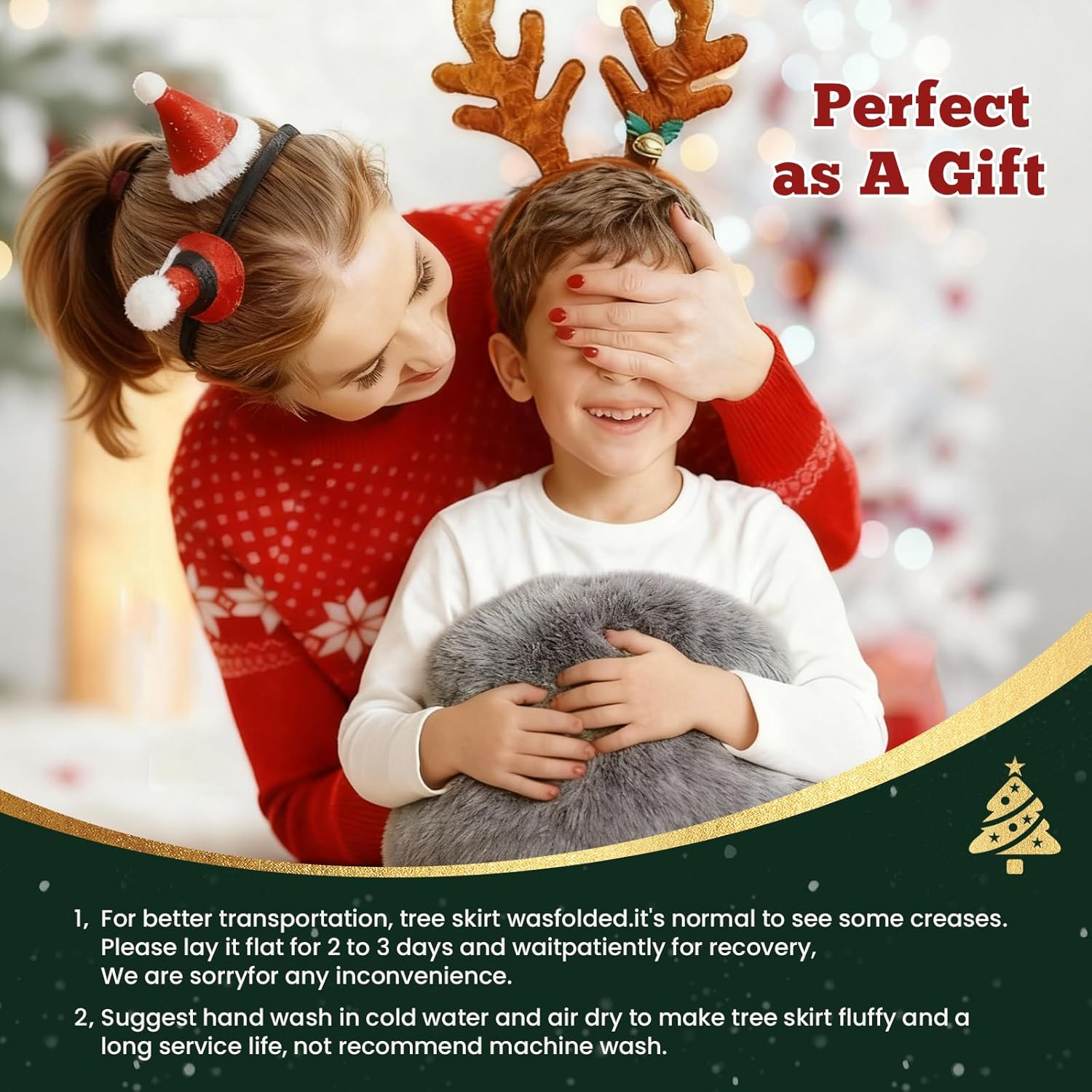 Christmas Tree Skirt 36 inch Wool Fur White Tree Skirt Small Snowy White Plush Velvet Tree Skirt Party Christmas Tree Decoration