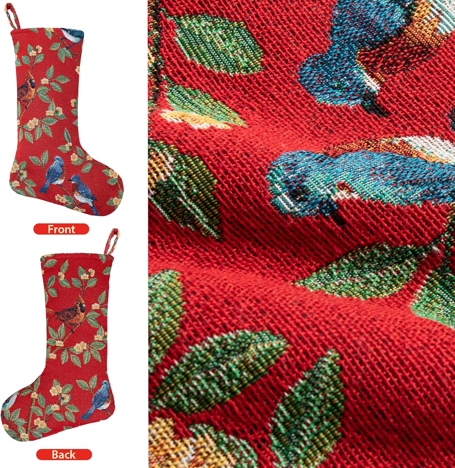 LUBOT Set of 8 Christmas Stocking(20inch) Silhouette Buffalo Red Plaid/Rustic/Farmhouse/Country Cotton Fireplace Hanging Xmas Stockings Decorations for Family Holiday Season Decor