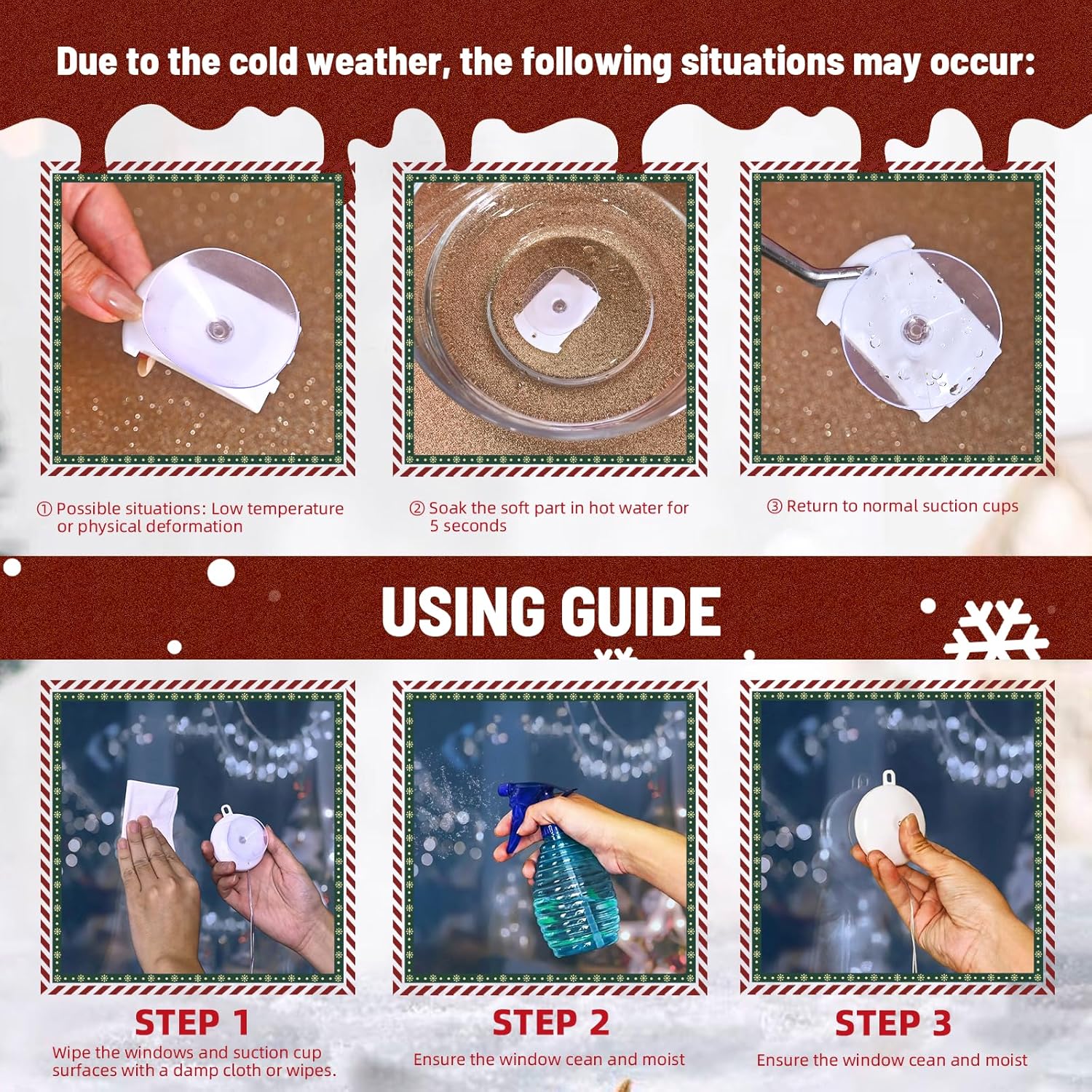 LYUBASA 3Pack Christmas Window Lights Decorations with Timer, Battery Powered Christmas Hanging White Lighted Snowflake Shaped LED Sucker for Xmas Lamp Tree Fireplace Indoor Decor