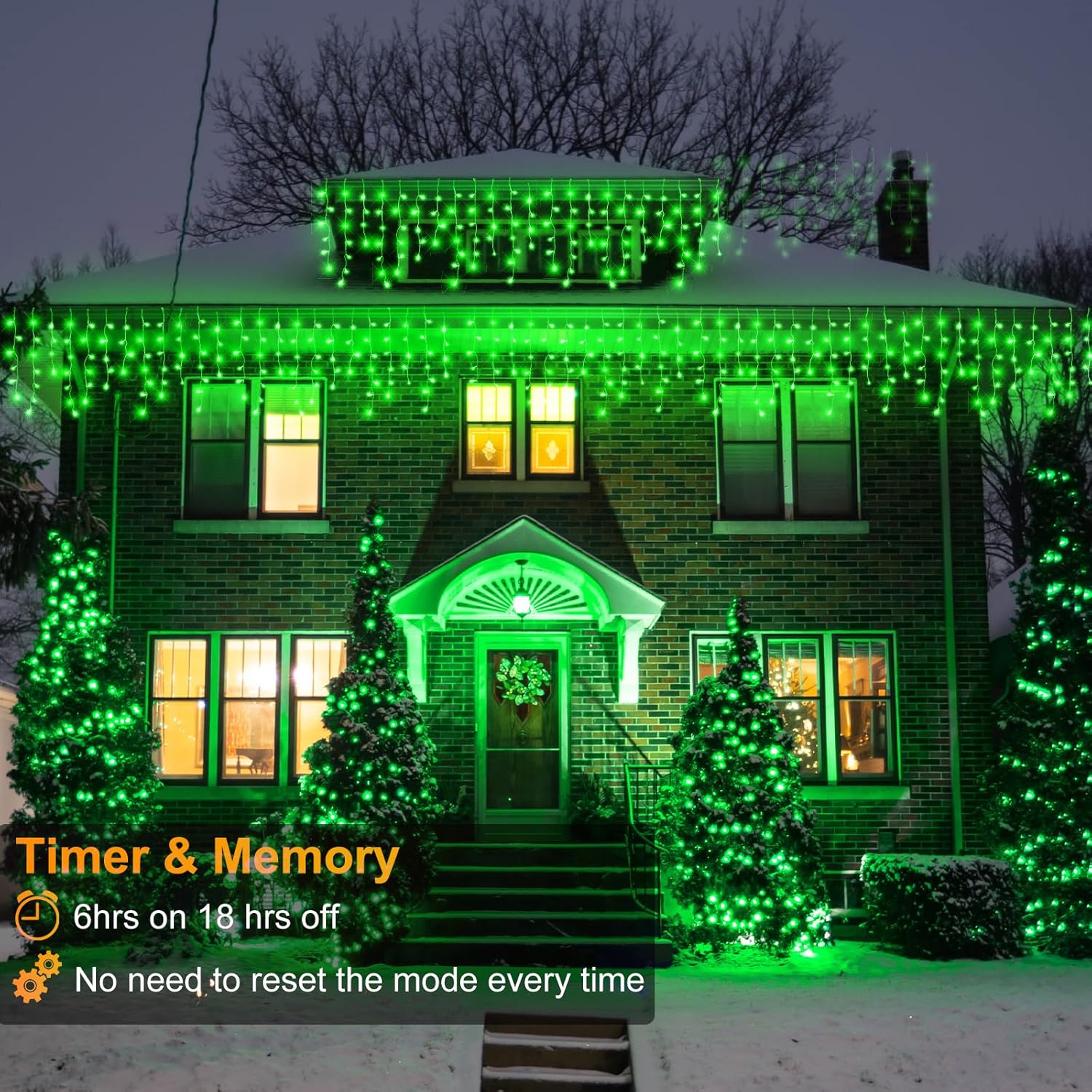 66ft Icicle Lights for Outside - 640 LED Christmas Lights Outdoor with 120 Drops 8 Modes, Plug in Twinkle Light Outside for Holiday Wedding Party Tree Room Indoor Thanksgiving Decoration, Warm White