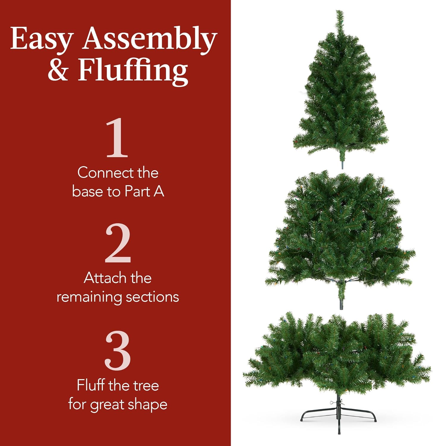 Best Choice Products Artificial Christmas Tree, 6ft Premium Pre-Lit Realistic Spruce Holiday Décor w/Dense Branches, Metal Base - Green Spruce
