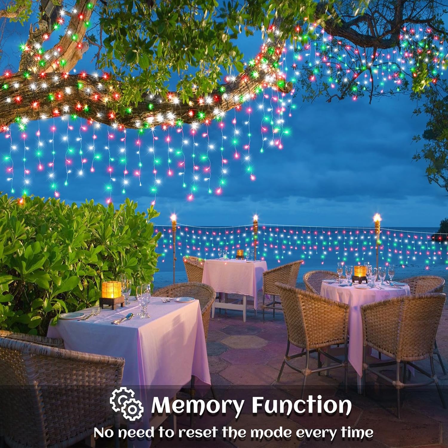 66ft Icicle Lights for Outside - 640 LED Christmas Lights Outdoor with 120 Drops 8 Modes, Plug in Twinkle Light Outside for Holiday Wedding Party Tree Room Indoor Thanksgiving Decoration, Warm White