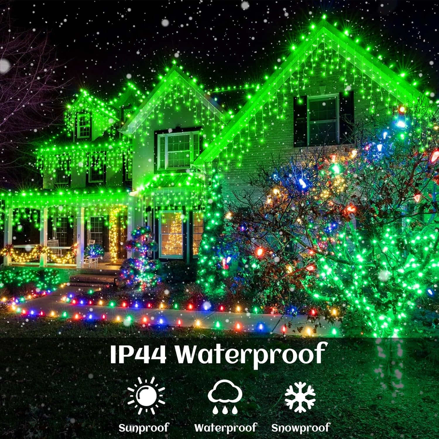 66ft Icicle Lights for Outside - 640 LED Christmas Lights Outdoor with 120 Drops 8 Modes, Plug in Twinkle Light Outside for Holiday Wedding Party Tree Room Indoor Thanksgiving Decoration, Warm White