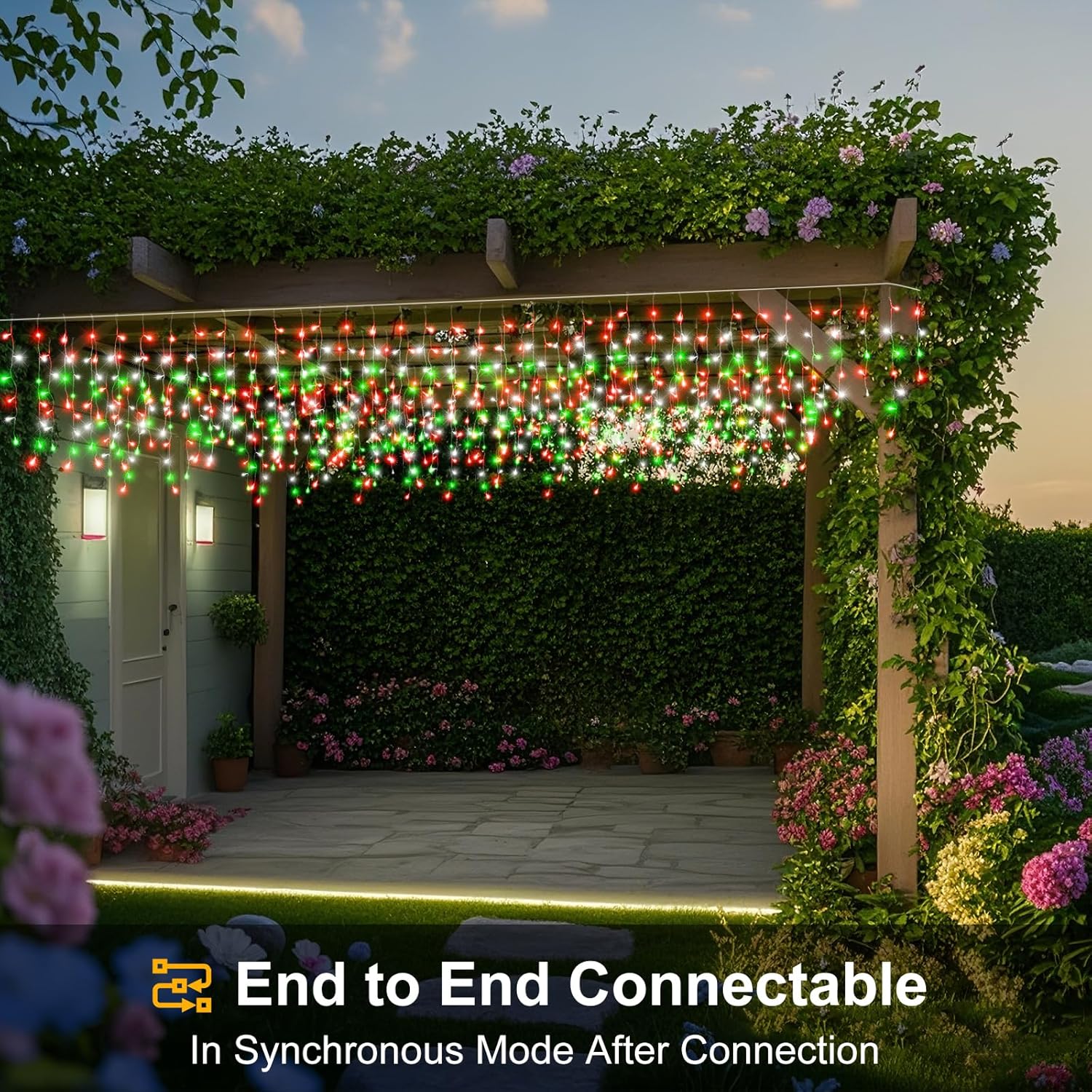 66ft Icicle Lights for Outside - 640 LED Christmas Lights Outdoor with 120 Drops 8 Modes, Plug in Twinkle Light Outside for Holiday Wedding Party Tree Room Indoor Thanksgiving Decoration, Warm White